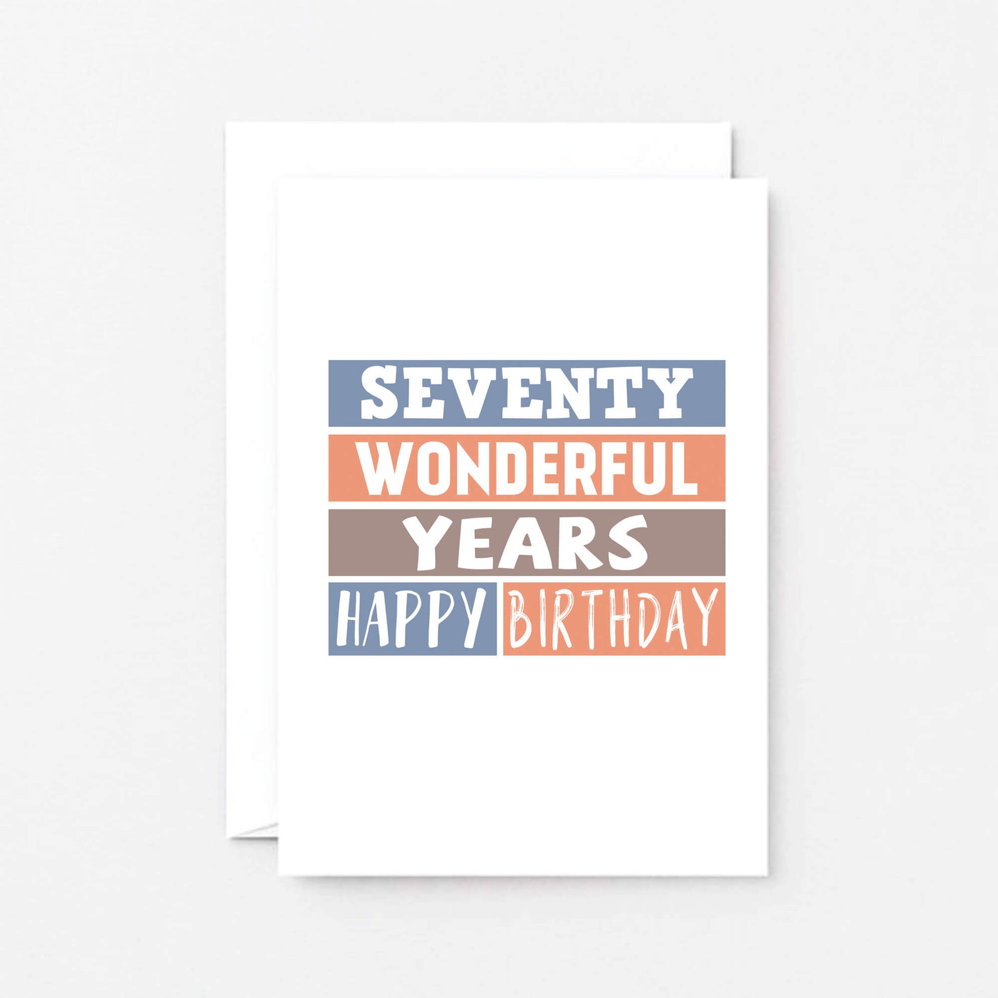 70th Birthday Card by SixElevenCreations. Reads Seventy wonderful years. Happy birthday. Product Code SE0230A6