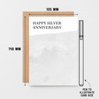25th Wedding Anniversary Card by SixElevenCreations. Reads Happy Silver Anniversary. Product Code SE3021A6