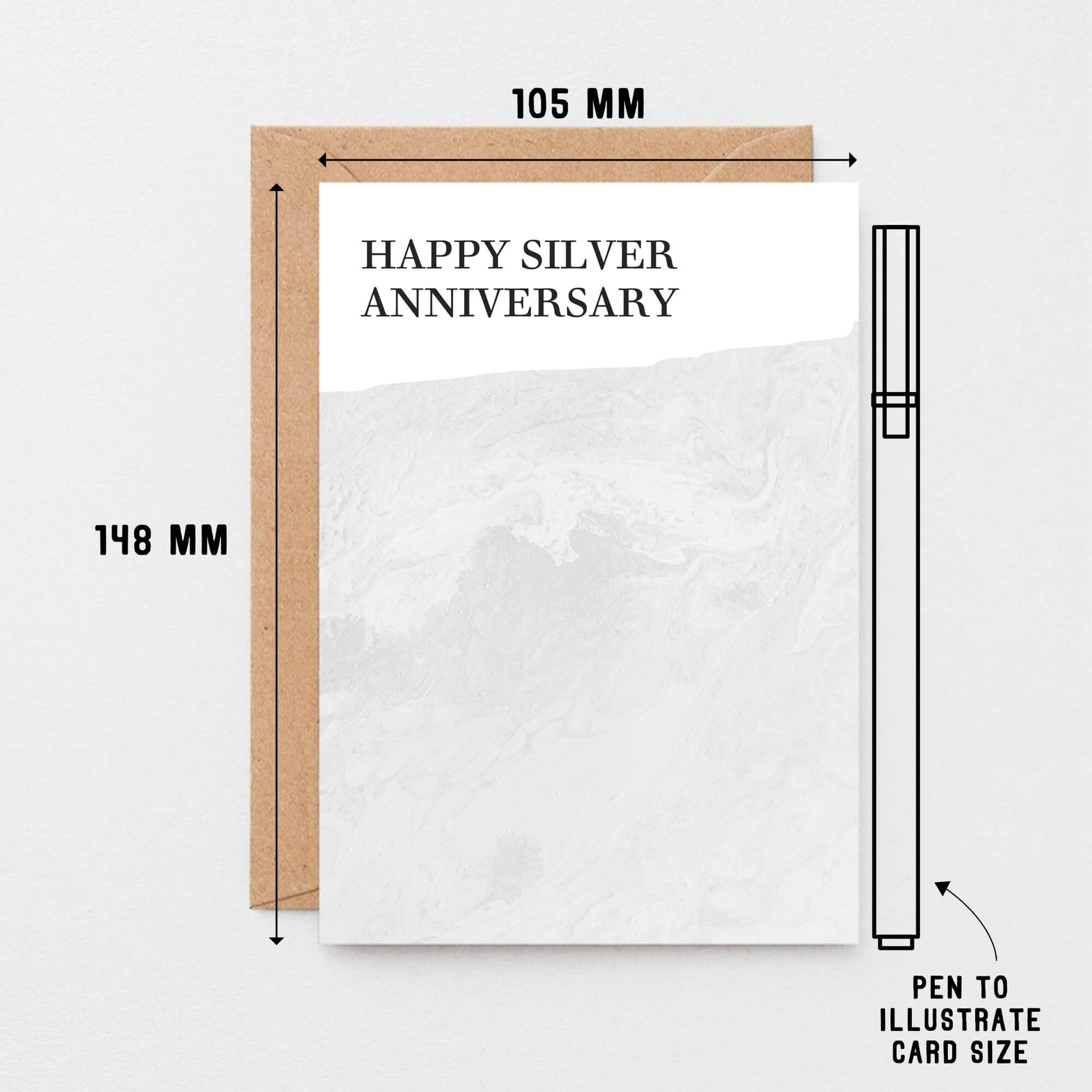 25th Wedding Anniversary Card by SixElevenCreations. Reads Happy Silver Anniversary. Product Code SE3021A6