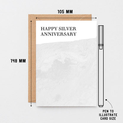 25th Wedding Anniversary Card by SixElevenCreations. Reads Happy Silver Anniversary. Product Code SE3021A6