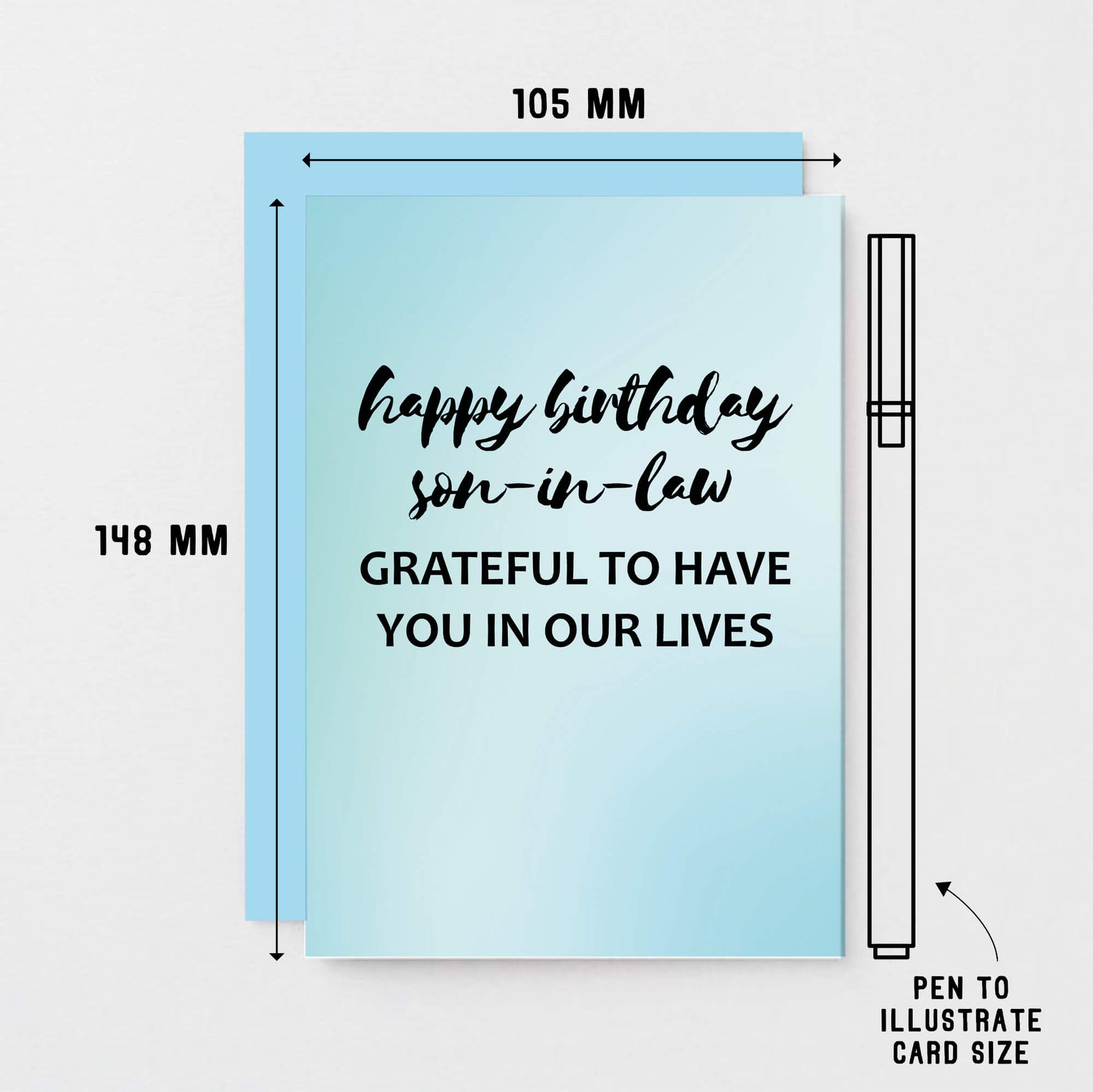 Son-in-Law Birthday Card by SixElevenCreations. Reads Happy birthday son-in-law. Grateful to have you in our lives. Product Code SE3034A6