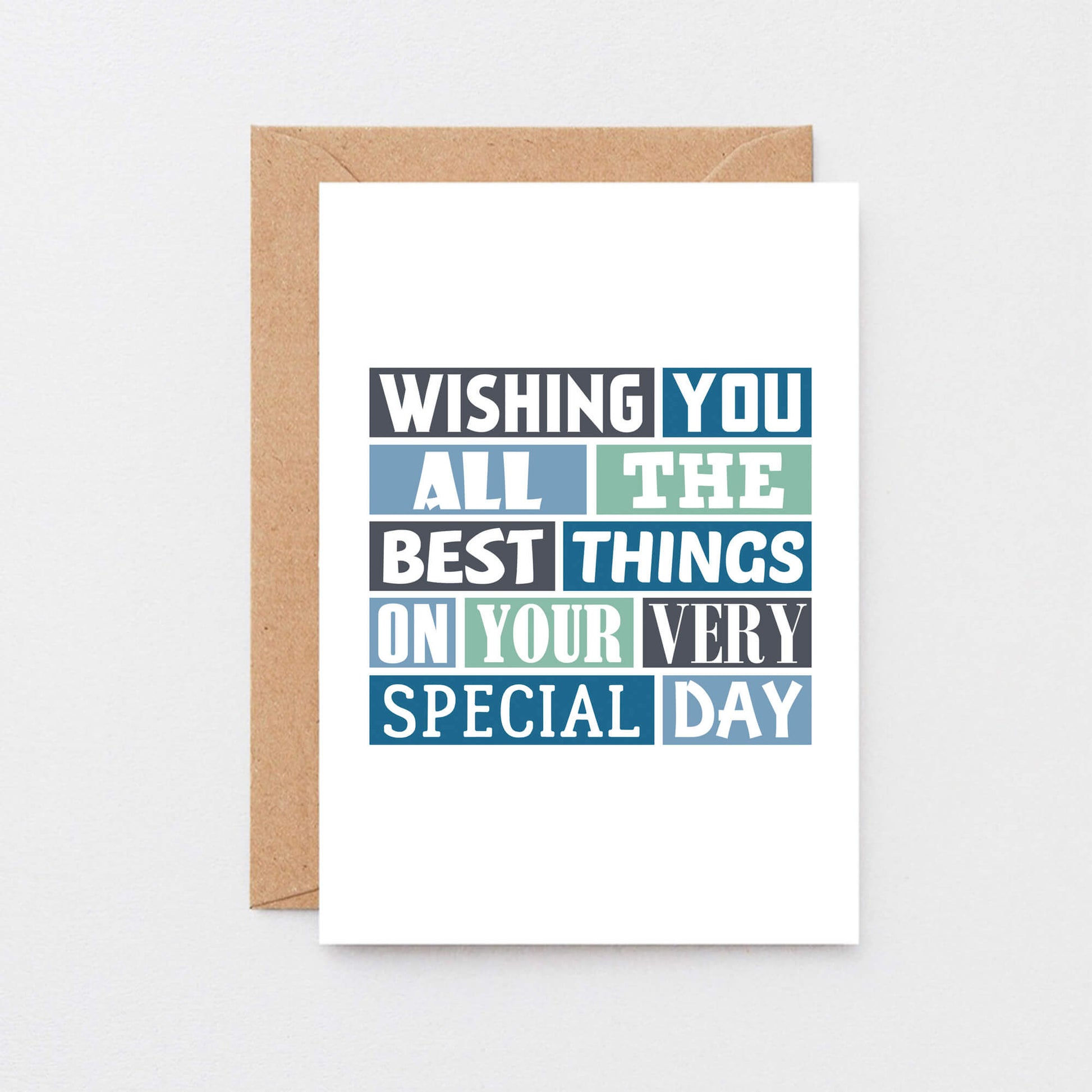Best Things Greeting Card by SixElevenCreations. Reads Wishing you all the best things on your very special day. Product Code SE0017A6