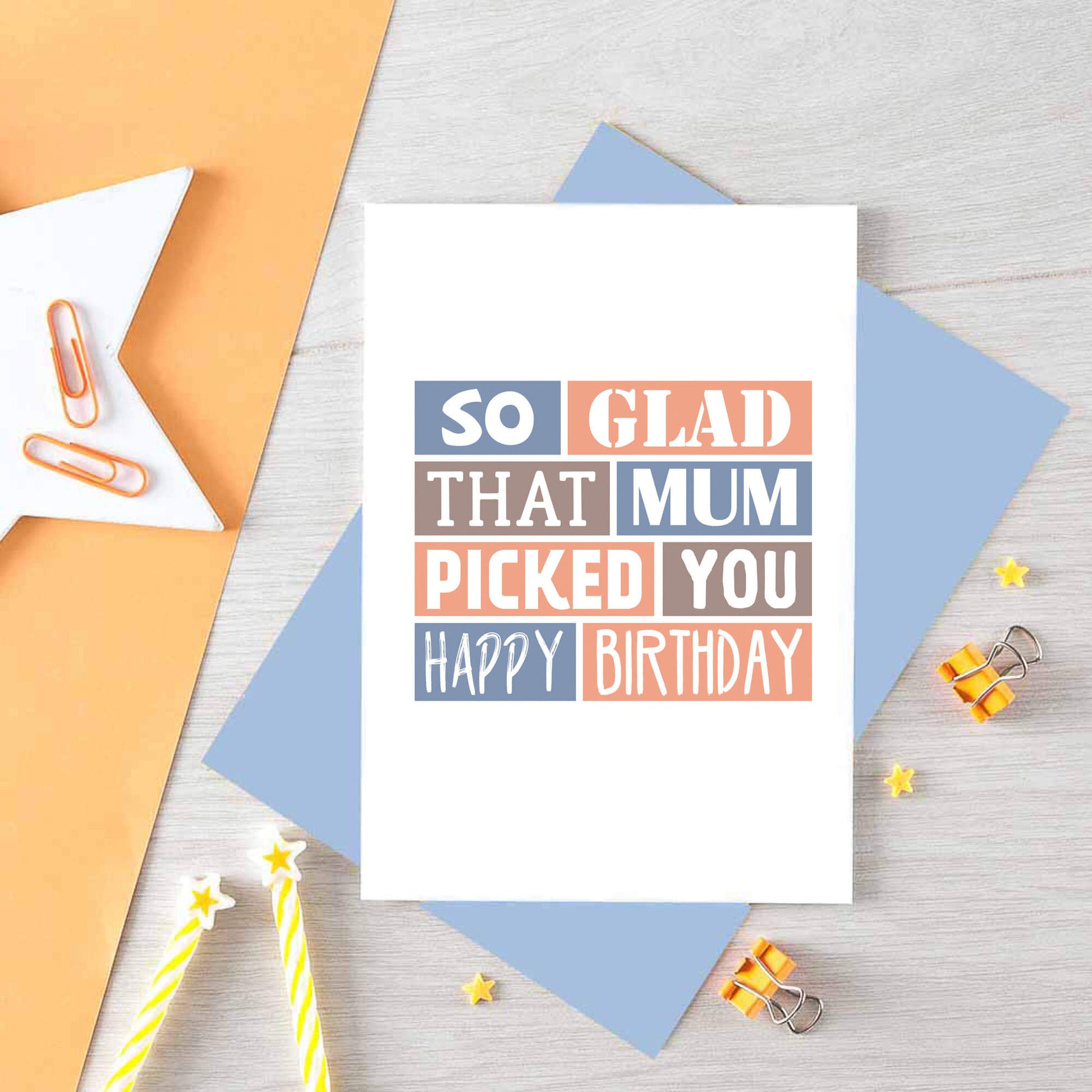 Stepdad Birthday Card by SixElevenCreations. Reads So glad that mum picked you. Happy birthday. Product Code SE0215A6