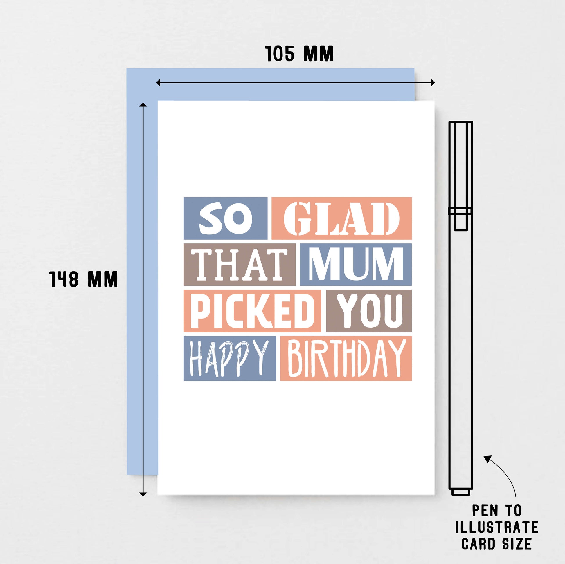 Stepdad Birthday Card by SixElevenCreations. Reads So glad that mum picked you. Happy birthday. Product Code SE0215A6