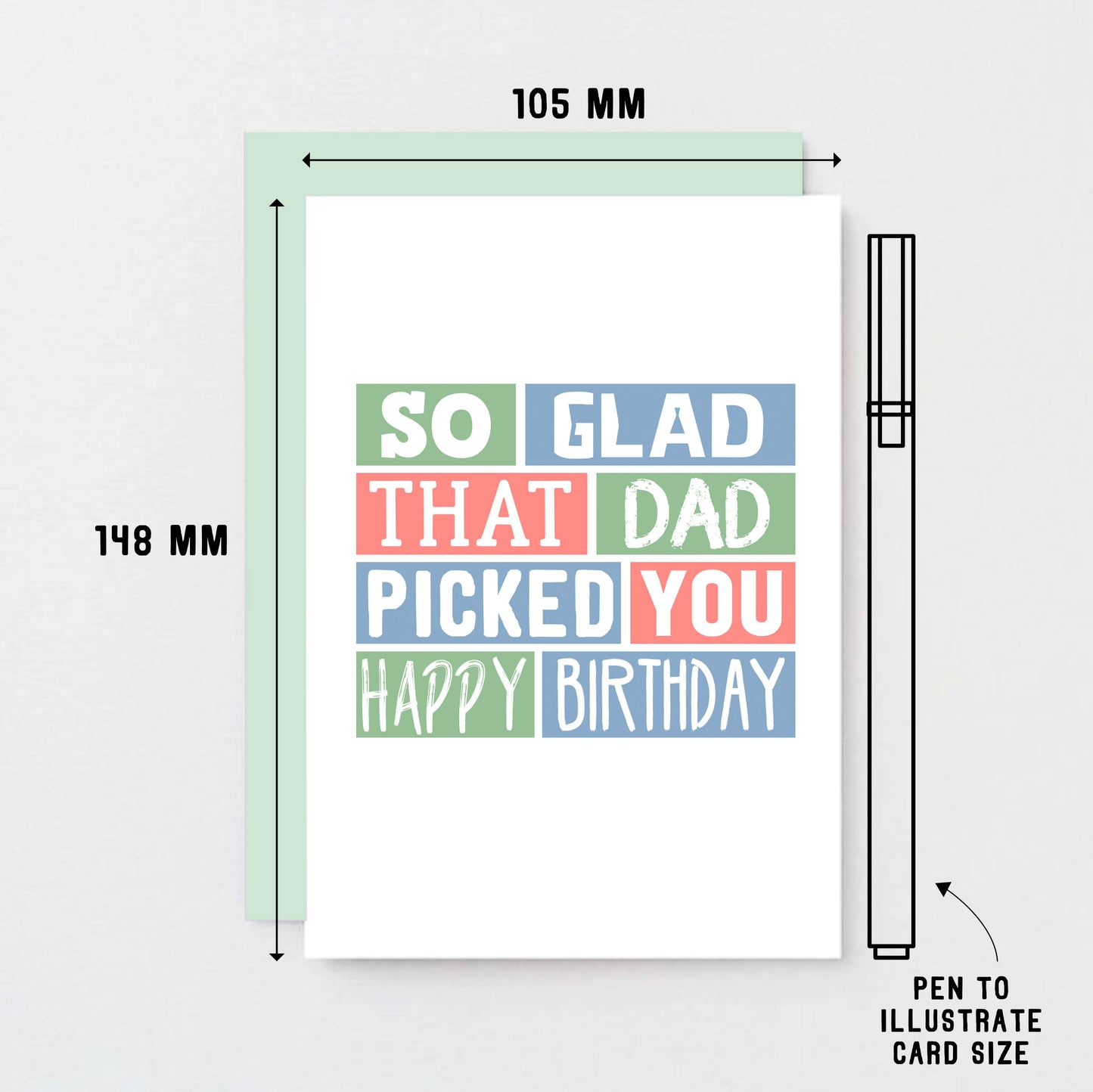 Stepmother Birthday Card by SixElevenCreations. Reads So glad that dad picked you. Happy birthday. Product Code SE0216A6