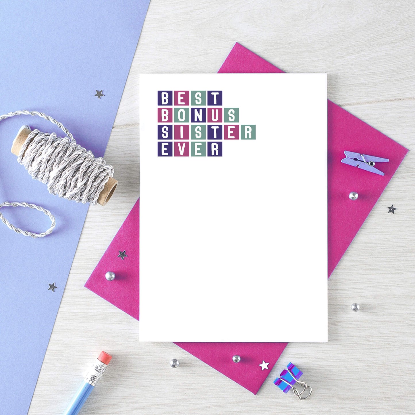 Best Bonus Sister Ever Card by SixElevenCreations. Product Code SE0306A6