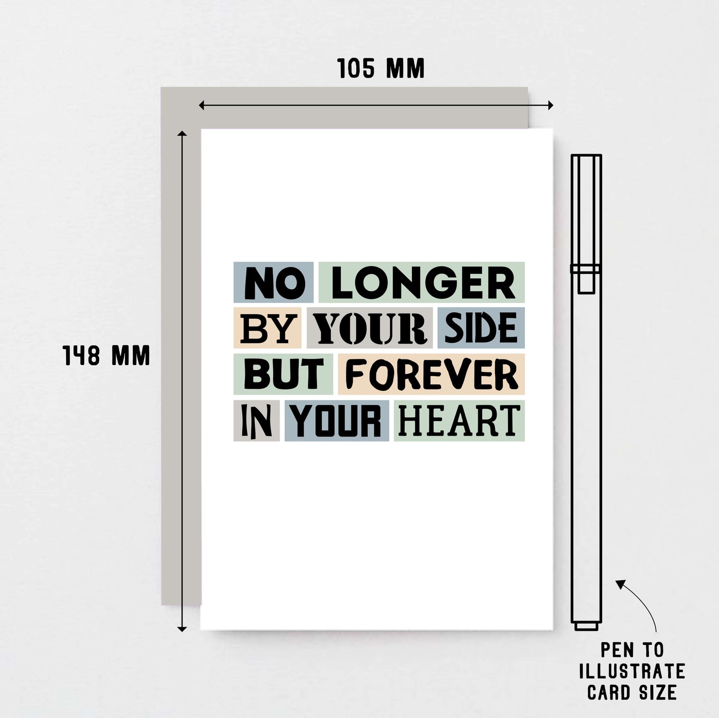 Sympathy Card by SixElevenCreations. Reads No longer by your side but forever in your heart. Product Code SE0275A6