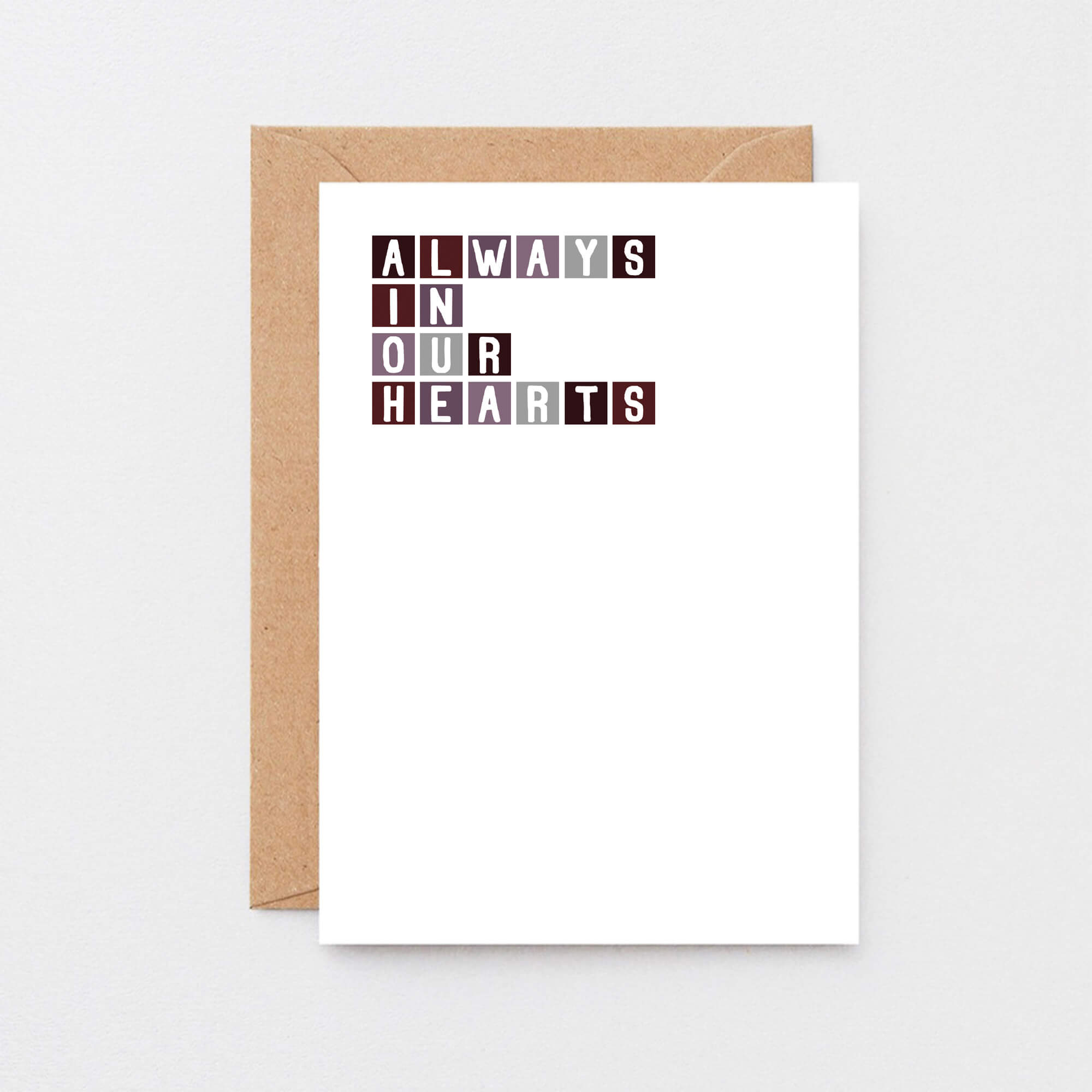 Sympathy Card by SixElevenCreations. Reads Always in our hearts. Product Code SE0284A6