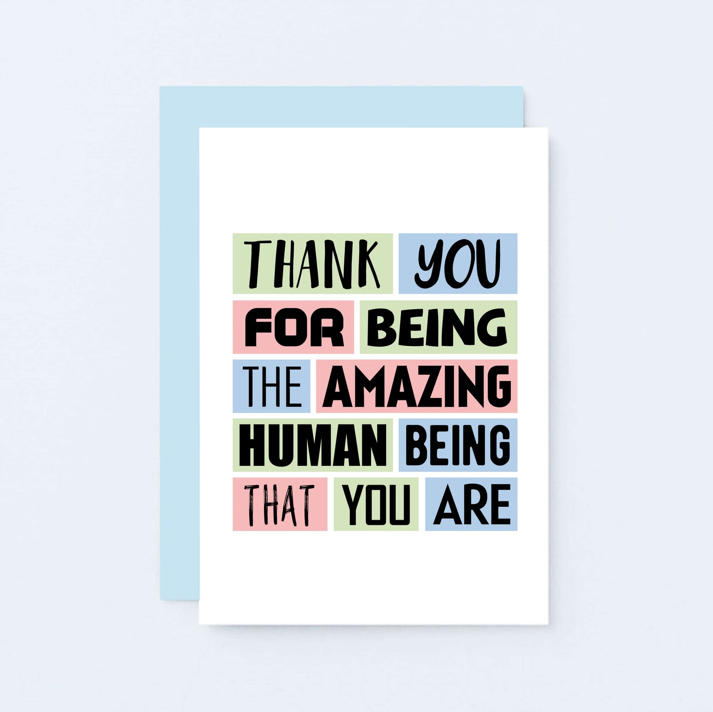 Thank You Card by SixElevenCreations. Reads Thank you for being the amazing human being that you are. Product Code SE0206A6