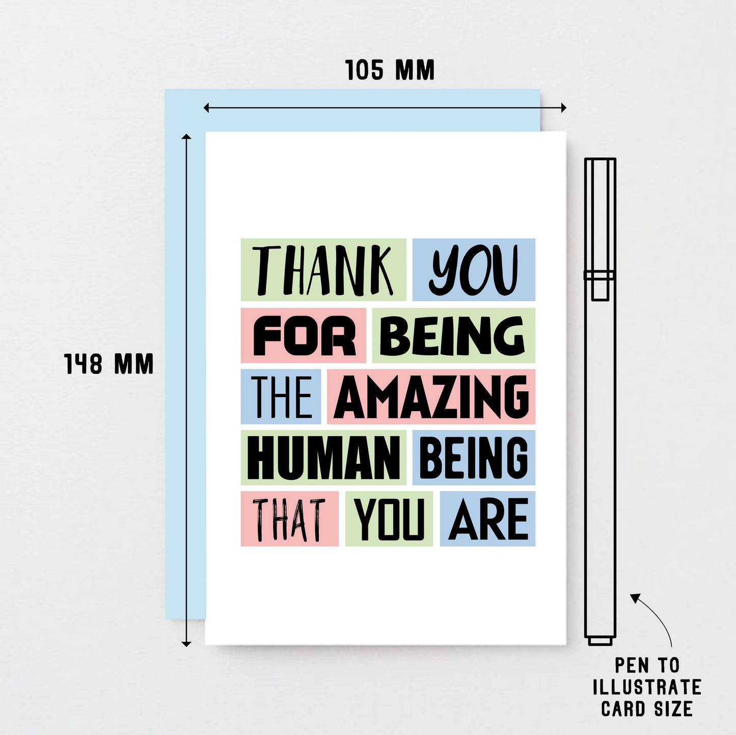 Thank You Card by SixElevenCreations. Reads Thank you for being the amazing human being that you are. Product Code SE0206A6