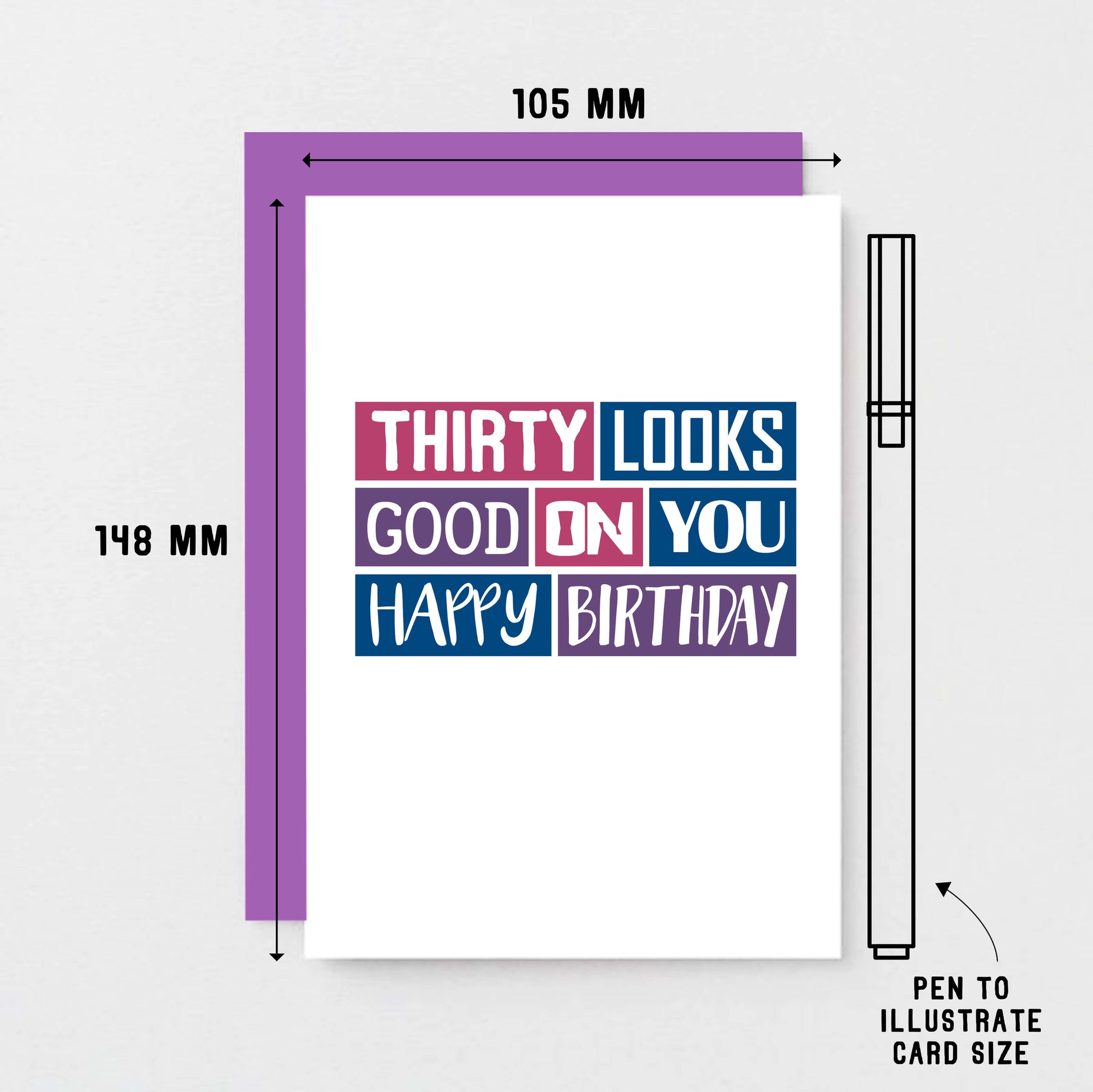 30th Birthday Card by SixElevenCreations. Reads Thirty looks good on you. Happy birthday. Product Code SE0226A6