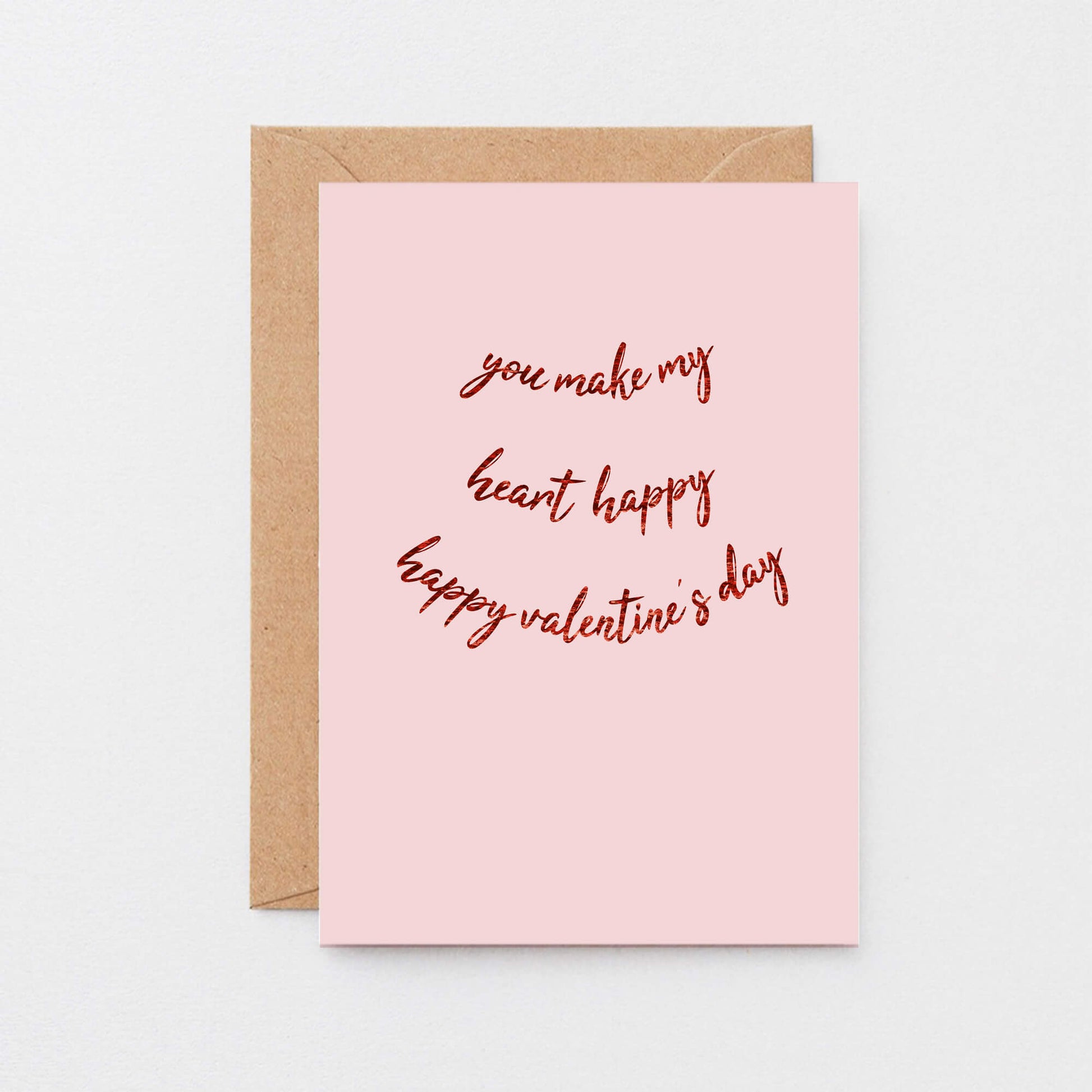 Valentine Card by SixElevenCreations. Reads You make my heart happy. Happy Valentine's Day. Product Code SEV0034A6
