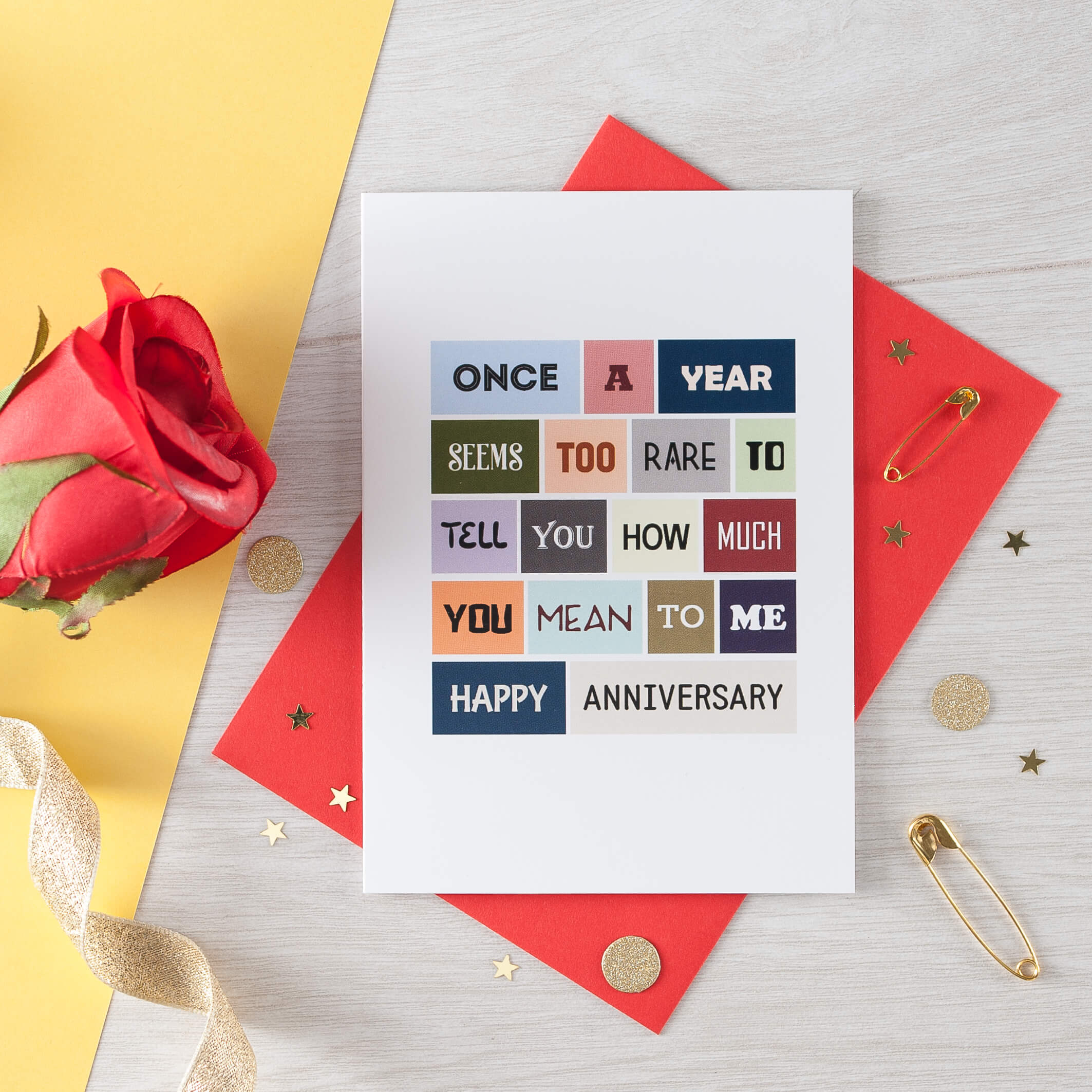 Anniversary Card by SixElevenCreations. Reads Once a year seems too rare to tell you how much you mean to me. Happy Anniversary. Product Code SE0046A6