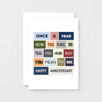 Anniversary Card by SixElevenCreations. Reads Once a year seems too rare to tell you how much you mean to me. Happy Anniversary. Product Code SE0046A6
