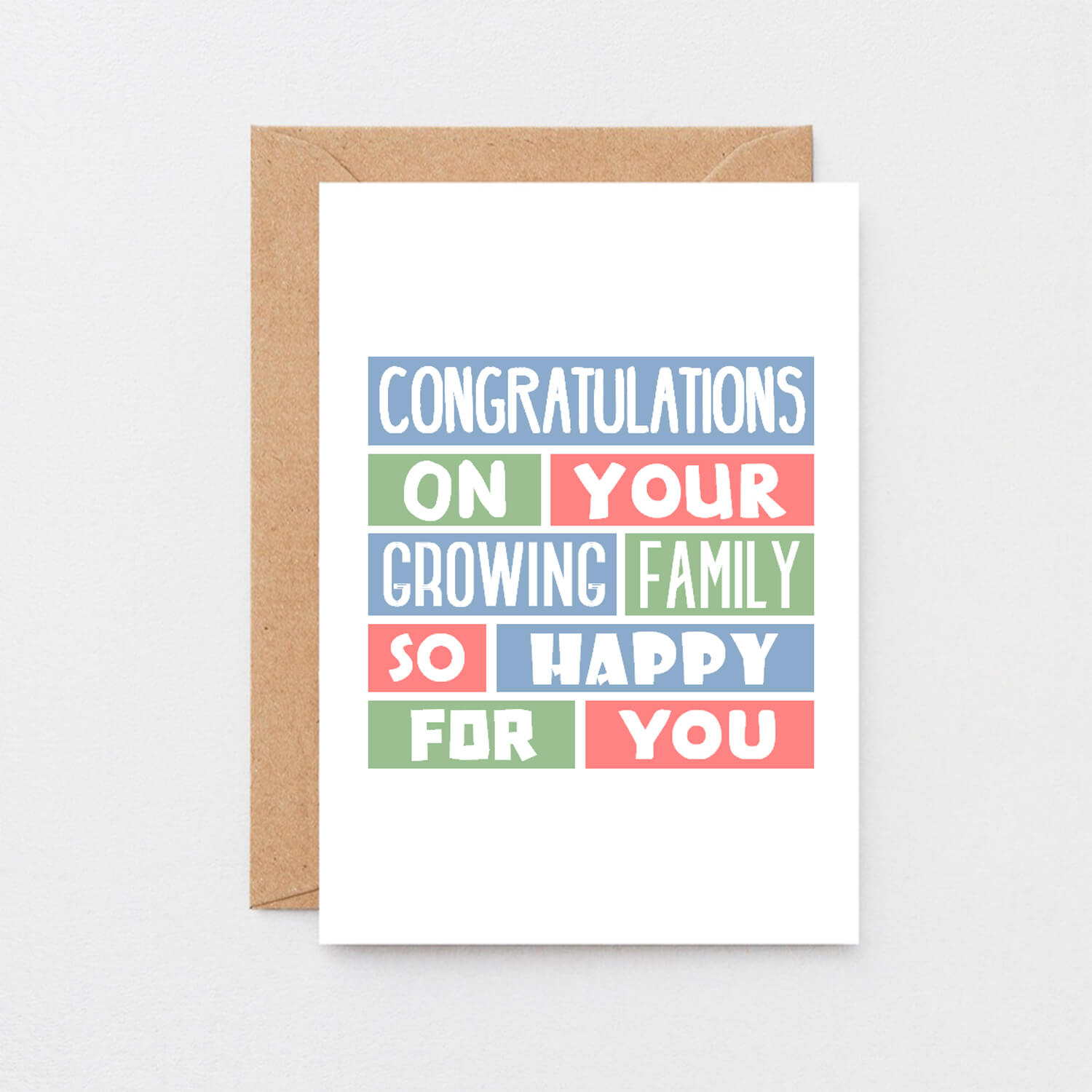 New Baby Card by SixElevenCreations. Reads Congratulations on your growing family. So happy for you. Product Code SE0319A6