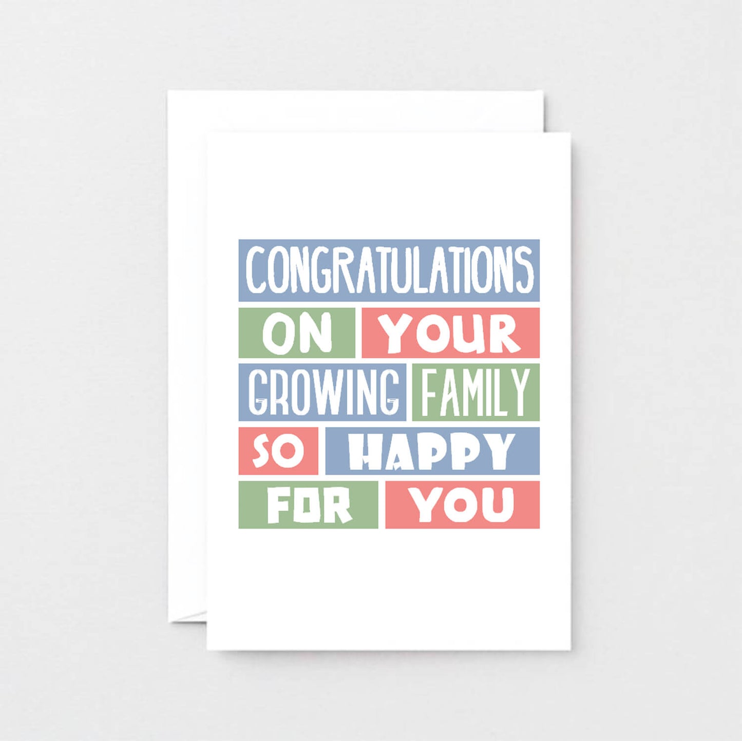 New Baby Card by SixElevenCreations. Reads Congratulations on your growing family. So happy for you. Product Code SE0319A6