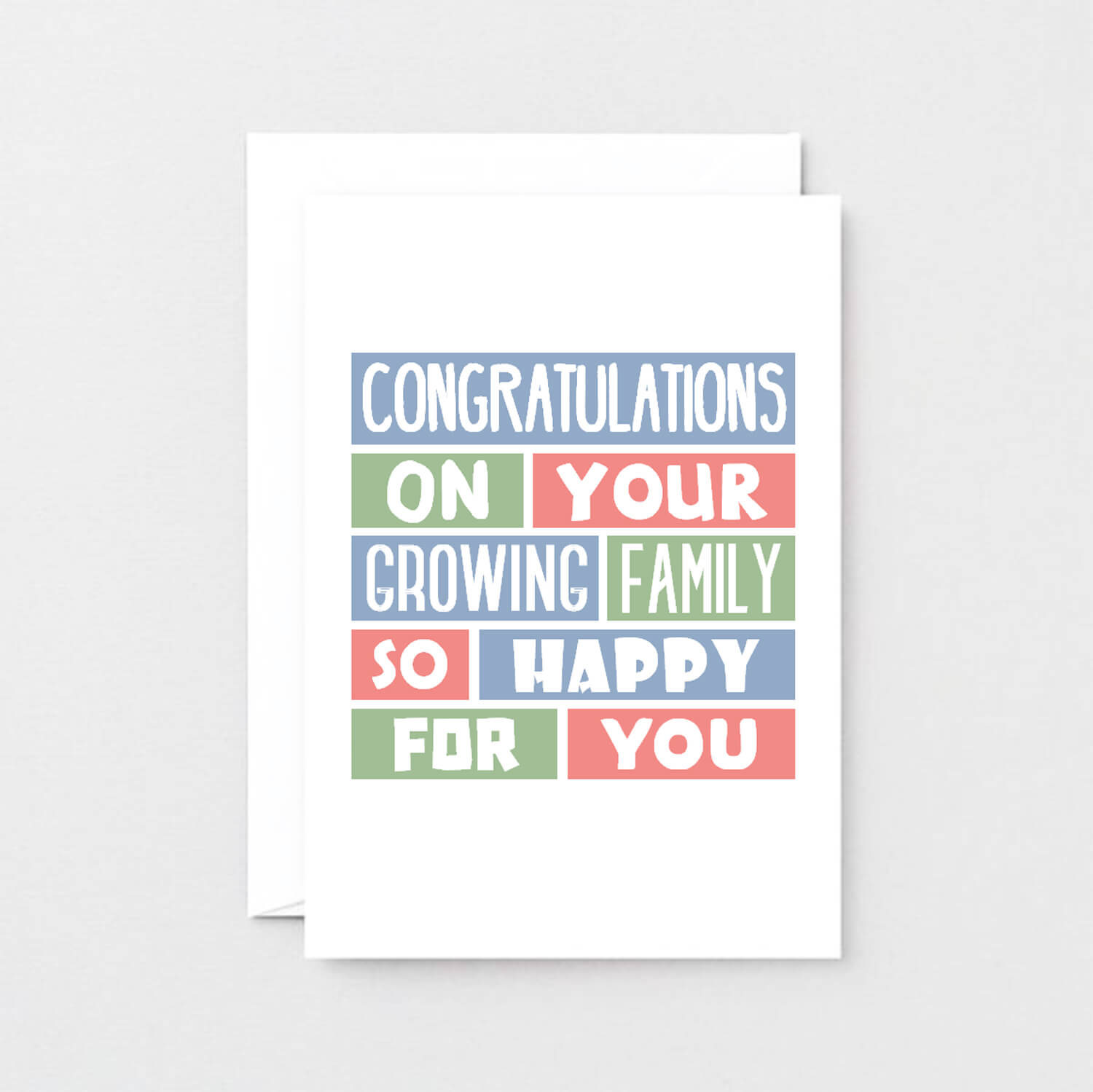 New Baby Card by SixElevenCreations. Reads Congratulations on your growing family. So happy for you. Product Code SE0319A6