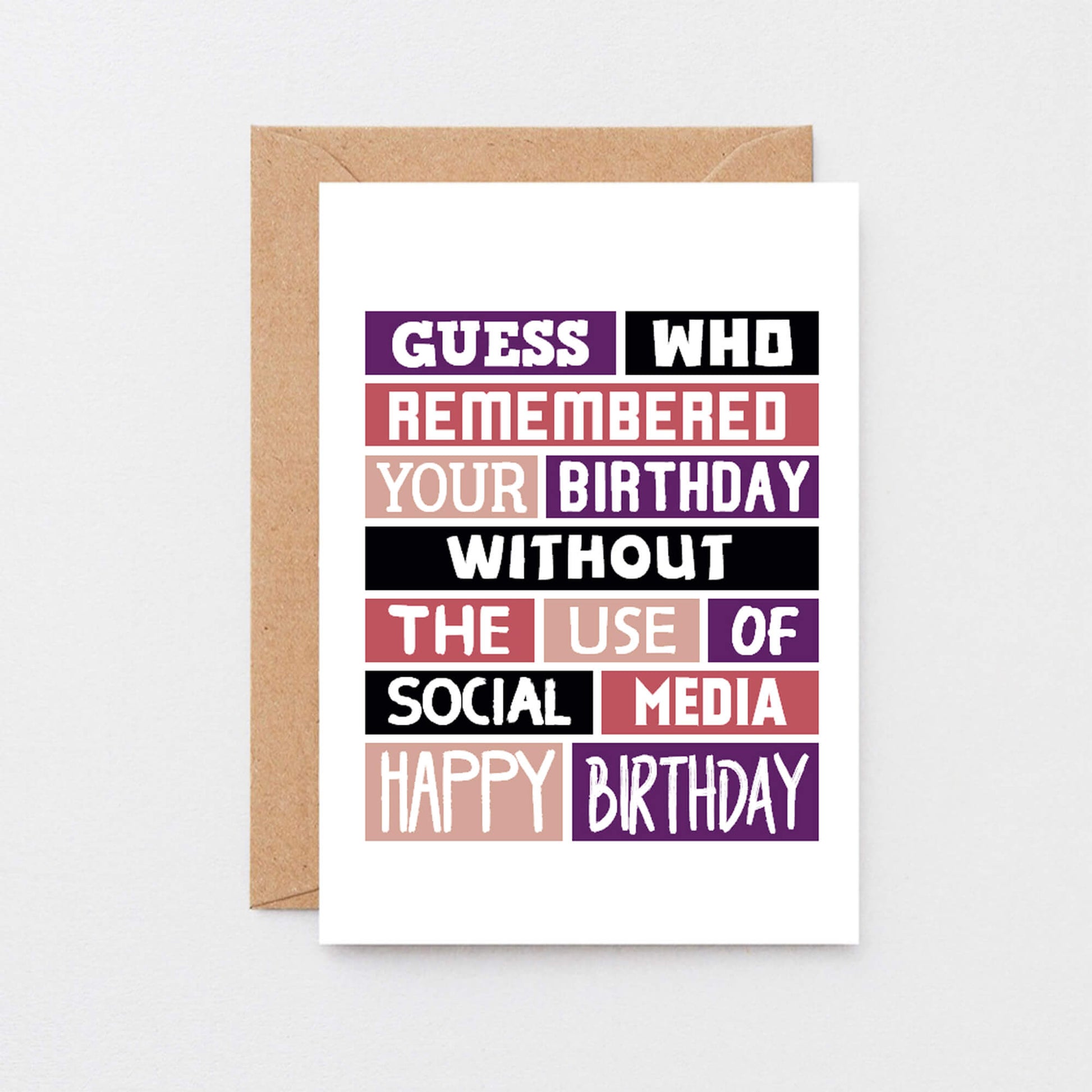 Birthday Card by SixElevenCreations. Reads Guess who remembered your birthday without the use of social media. Happy birthday. Product Code SE0097A6