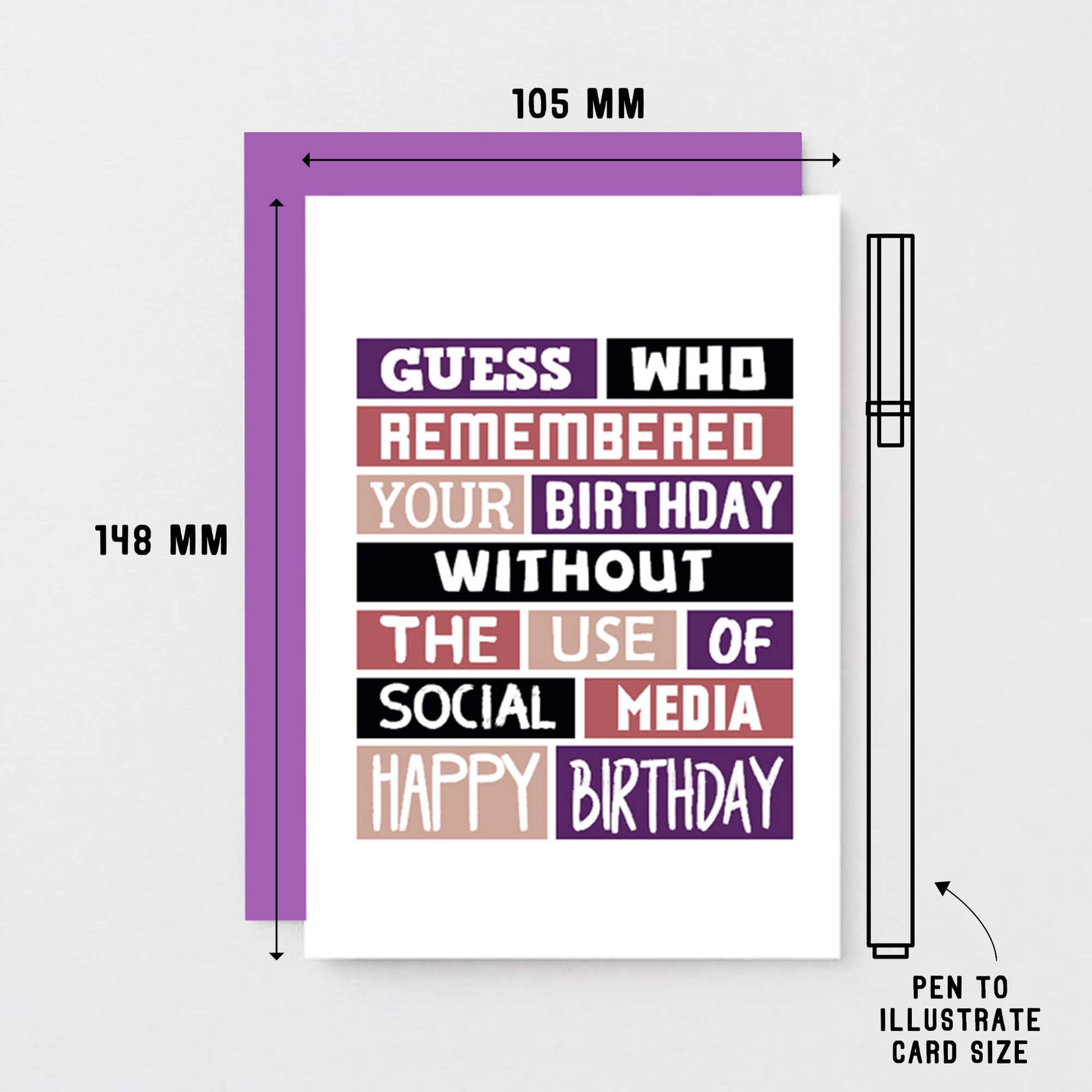 Birthday Card by SixElevenCreations. Reads Guess who remembered your birthday without the use of social media. Happy birthday. Product Code SE0097A6