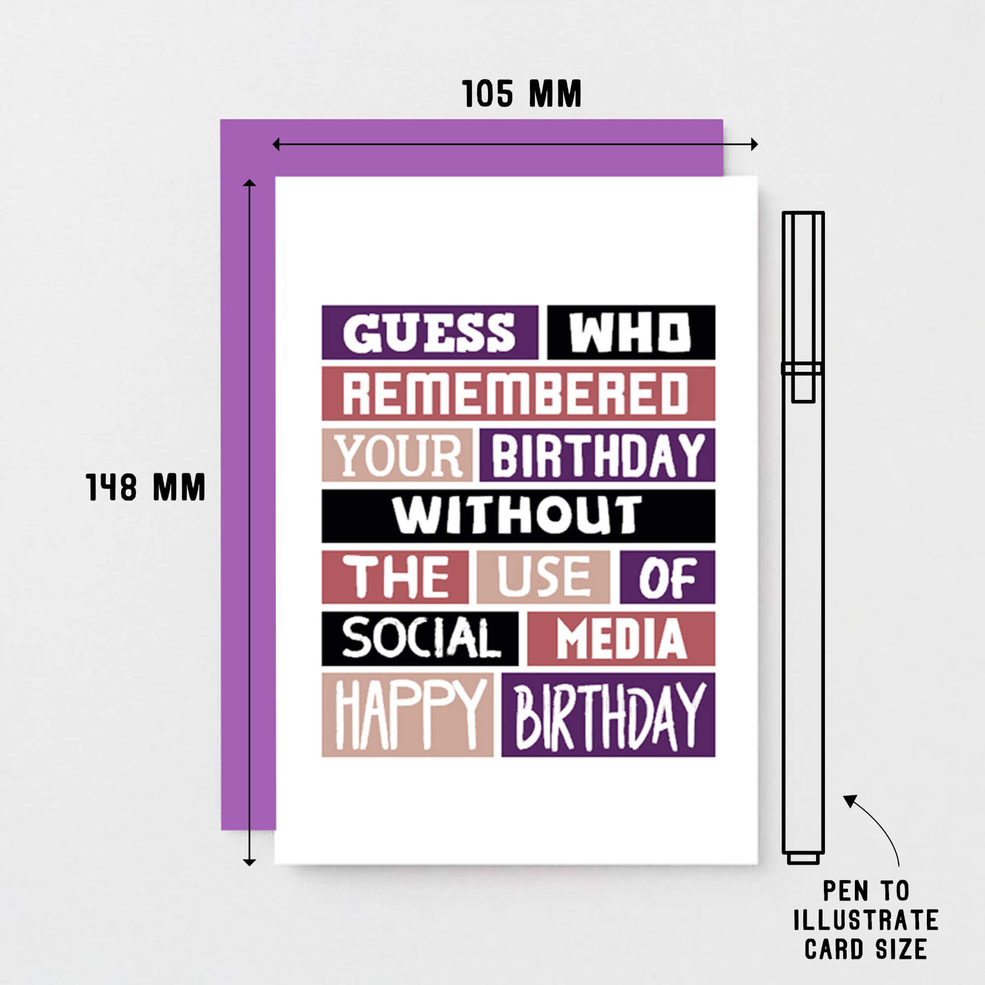 Birthday Card by SixElevenCreations. Reads Guess who remembered your birthday without the use of social media. Happy birthday. Product Code SE0097A6