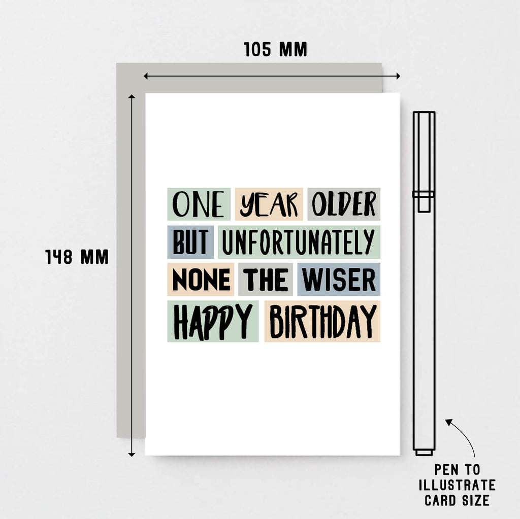 One Year Older Birthday Card by SixElevenCreations Product Code SE0004A6