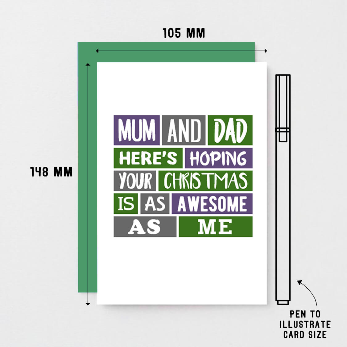 Christmas Card by SixElevenCreations. Reads Mum and dad here's hoping your Christmas is as awesome as me. Product Code SEC0024A6