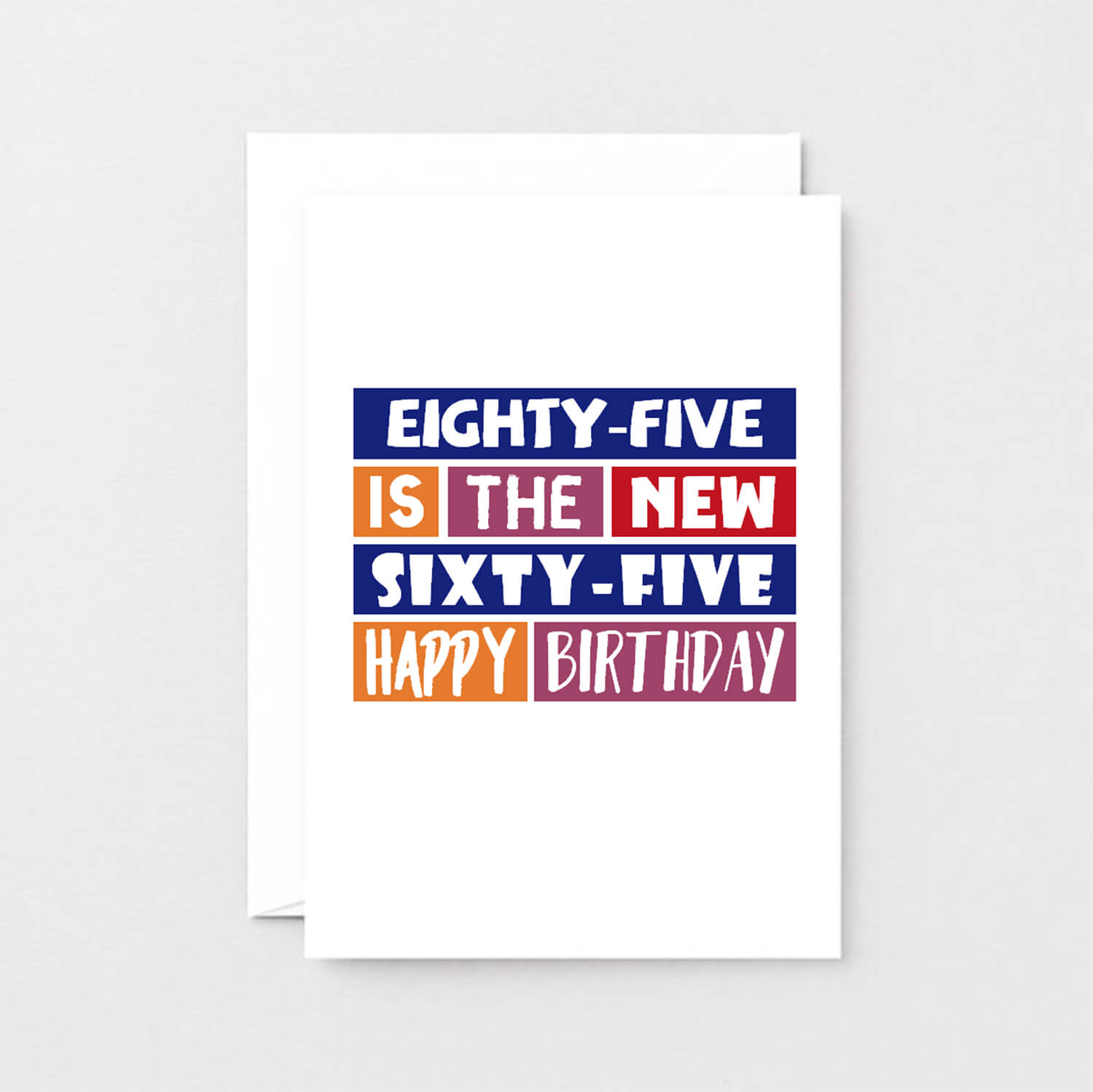 85th Birthday Card by SixElevenCreations. Reads Eighty-five is the new sixty-five Happy birthday. Product Code SE0296A6