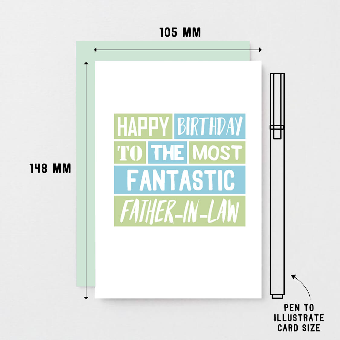 Father-in-Law Birthday Card by SixElevenCreations. Reads Happy birthday to the most fantastic father-in-law. Product Code SE0203A6