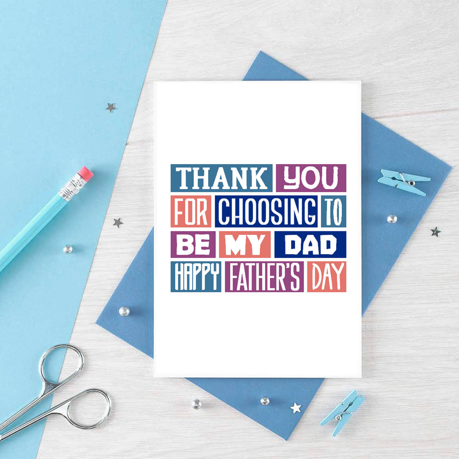 Father's Day Card by SixElevenCreations. Reads Thank you for choosing to be my dad. Happy Father's Day. Product Code SEF0011A6