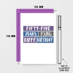55th Birthday Card by SixElevenCreations. Reads Fifty-five years young. Happy birthday. Product Code SE0293A6
