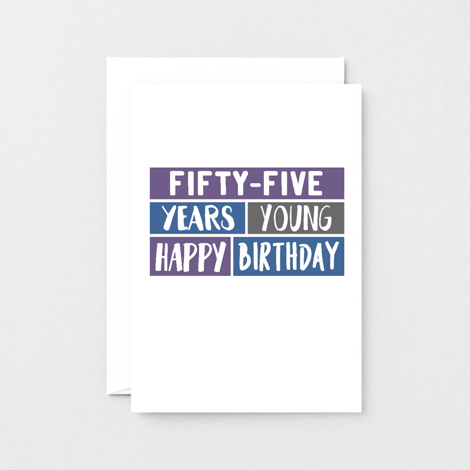 55th Birthday Card by SixElevenCreations. Reads Fifty-five years young. Happy birthday. Product Code SE0293A6