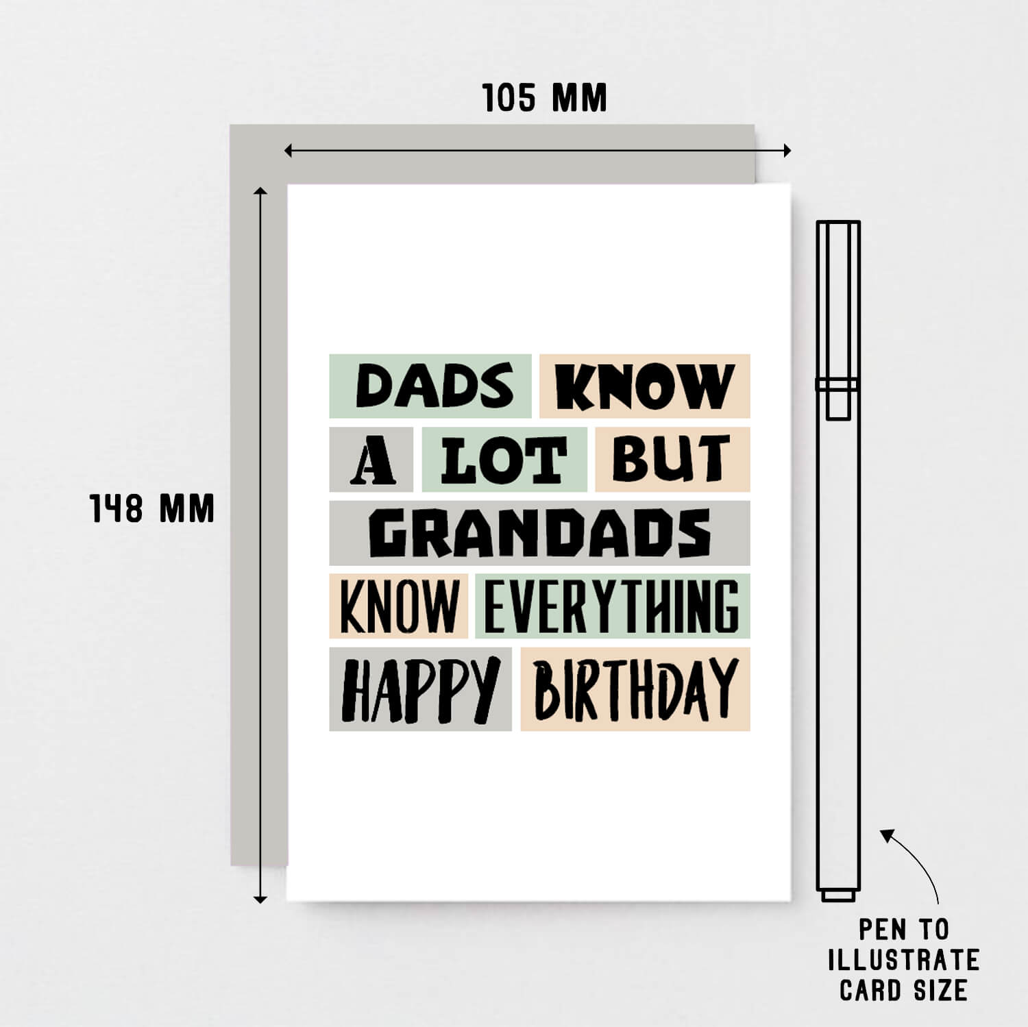 Grandad Birthday Card by SixElevenCreations. Reads Dads know a lot but grandads know everything. Happy birthday. Product Code SE0298A6
