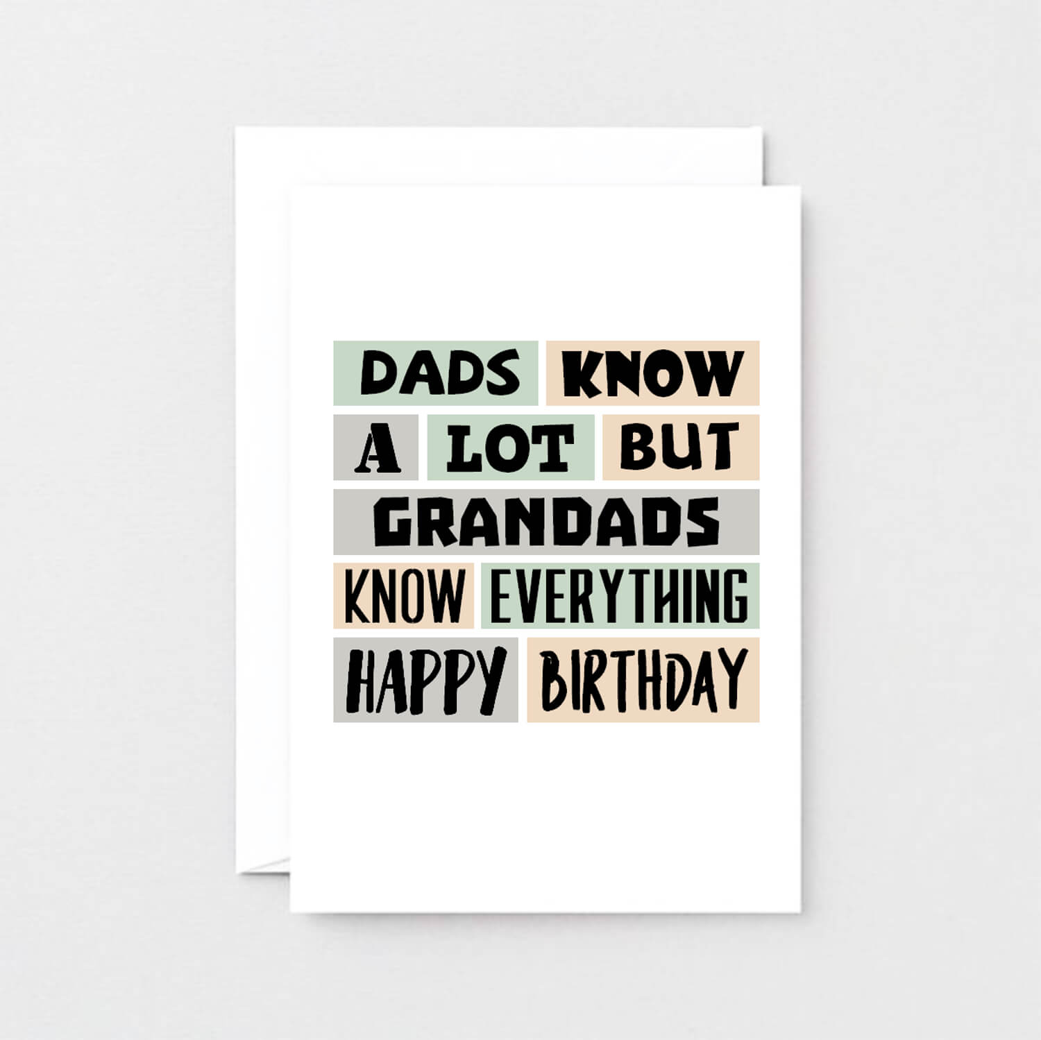 Grandad Birthday Card by SixElevenCreations. Reads Dads know a lot but grandads know everything. Happy birthday. Product Code SE0298A6