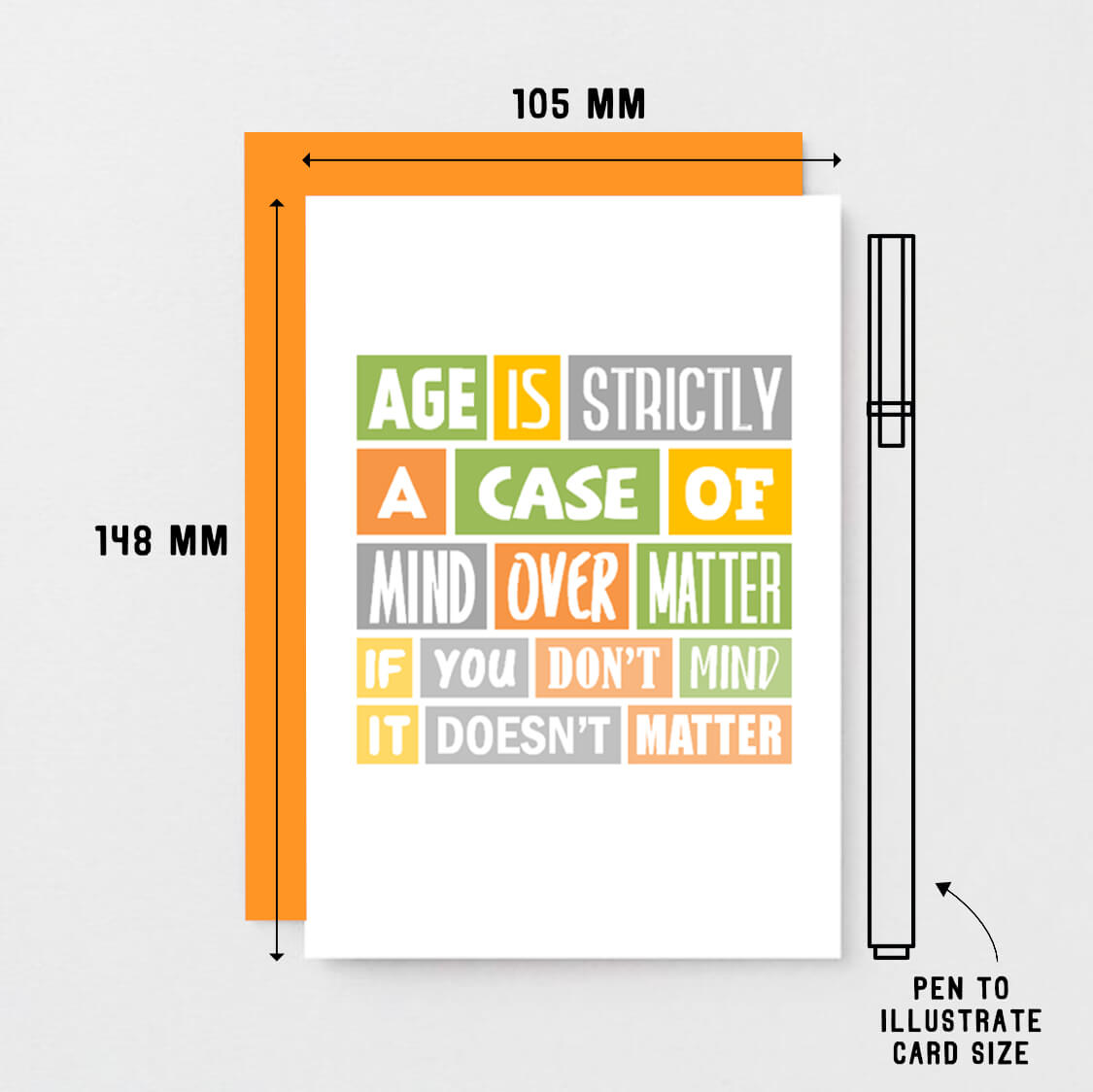 Birthday Card by SixElevenCreations. Reads Age is strictly a case of mind over matter. If you don't mind it doesn't matter. Product Code SE0038A6