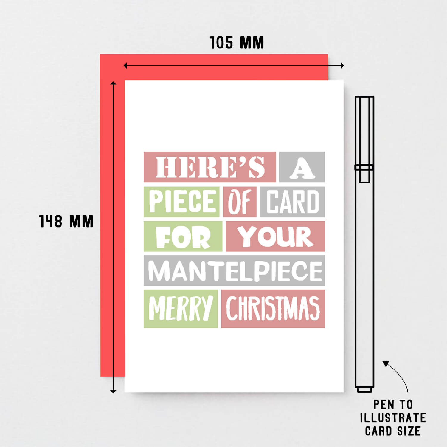 Christmas Card by SixElevenCreations. Reads Here's a piece of card for your mantelpiece. Merry Christmas. Product Code SEC0016A6