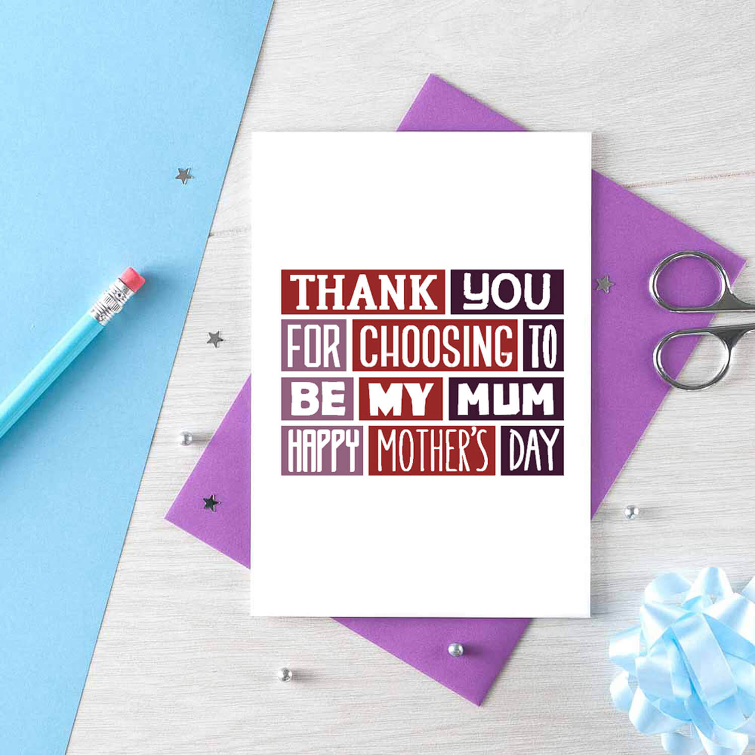 Foster Mum Mother's Day Card by SixElevenCreations. Reads Thank you for choosing to be my mum. Happy Mother's Day. Product Code SEM0007A6