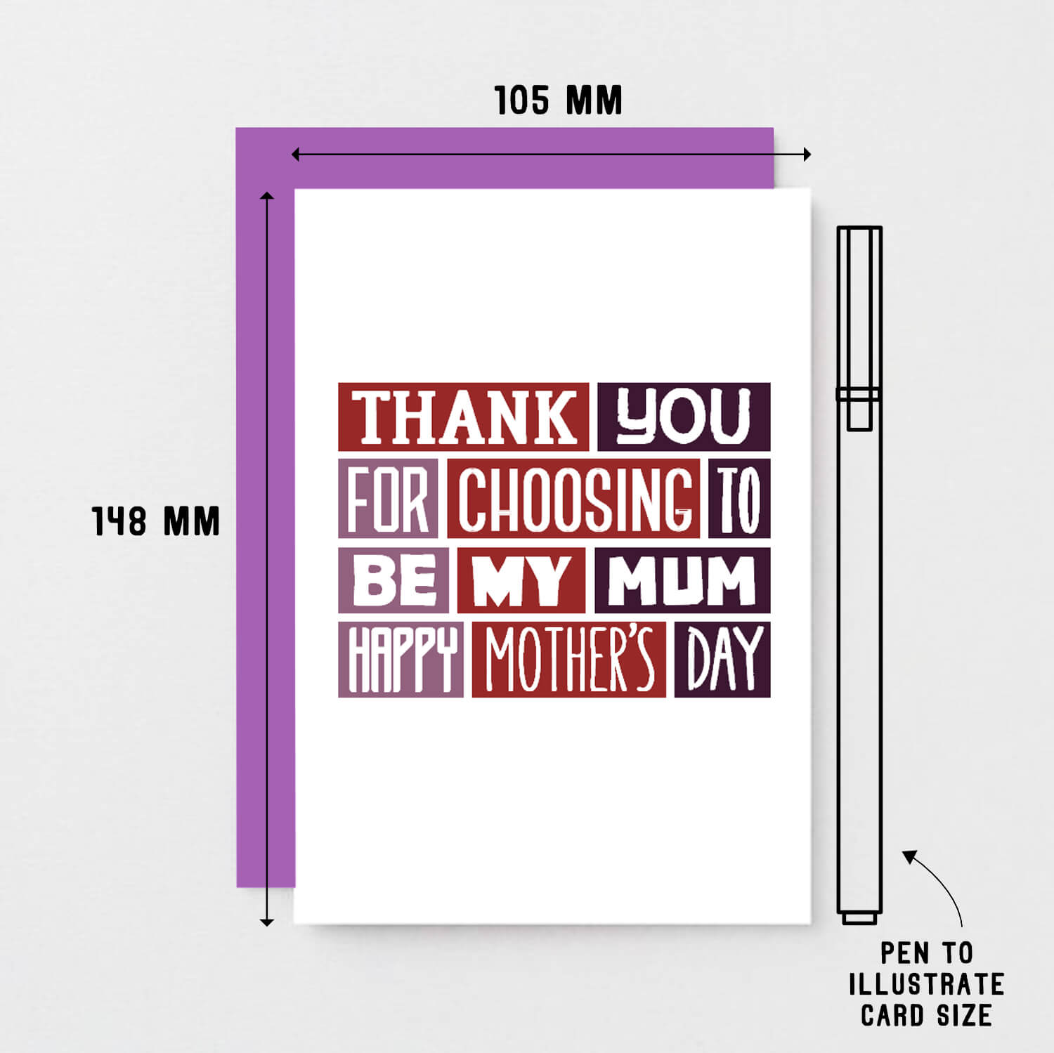 Foster Mum Mother's Day Card by SixElevenCreations. Reads Thank you for choosing to be my mum. Happy Mother's Day. Product Code SEM0007A6