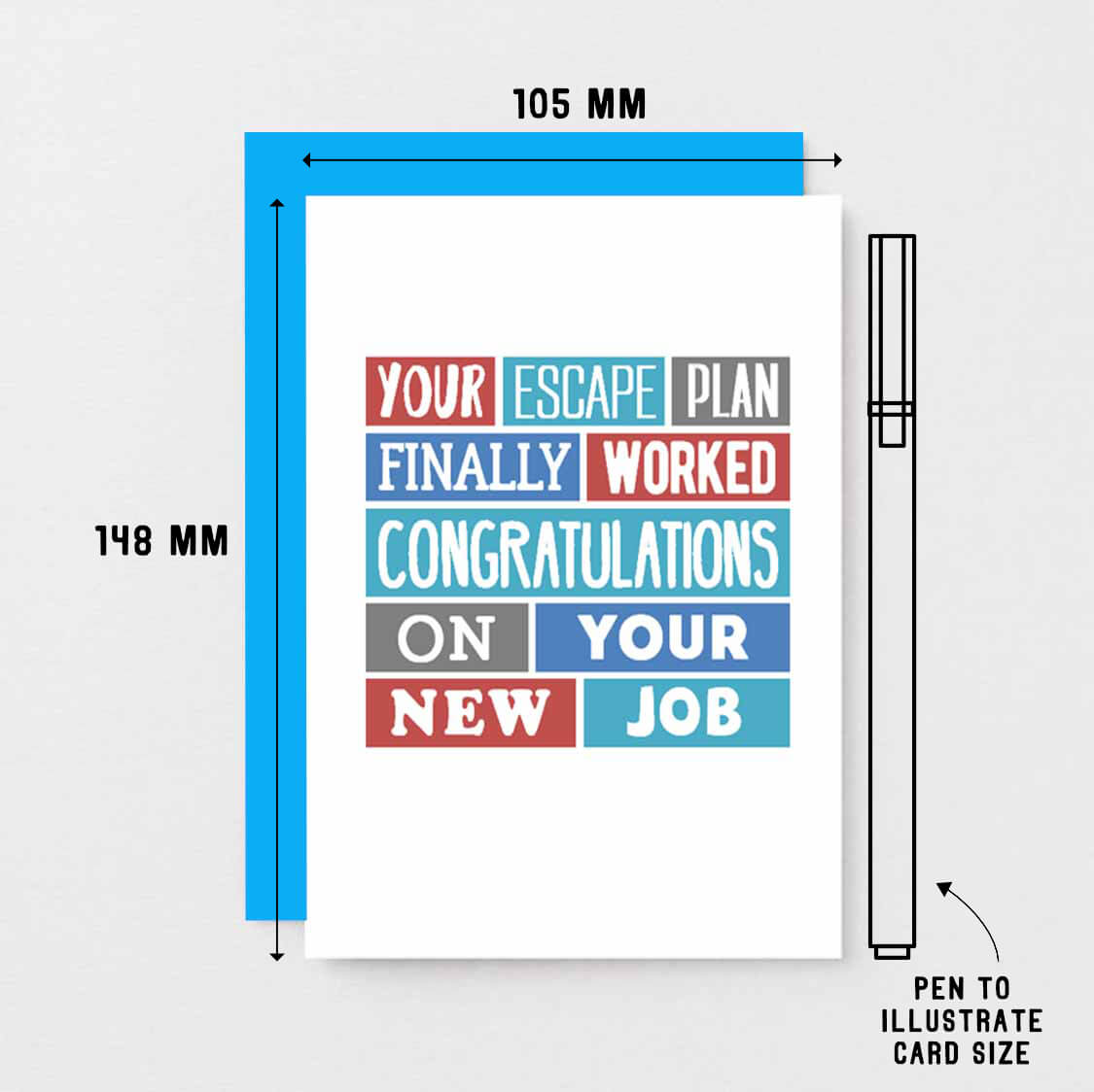 New Job Card by SixElevenCreations. Reads Your escape plan finally worked. Congratulations on your new job. Product Code SE0225A6