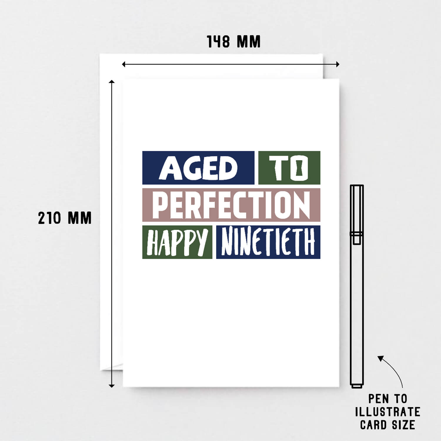 Big 90th Birthday Card by SixElevenCreations. Reads Aged to perfection. Happy Ninetieth. Product Code SE0254A5