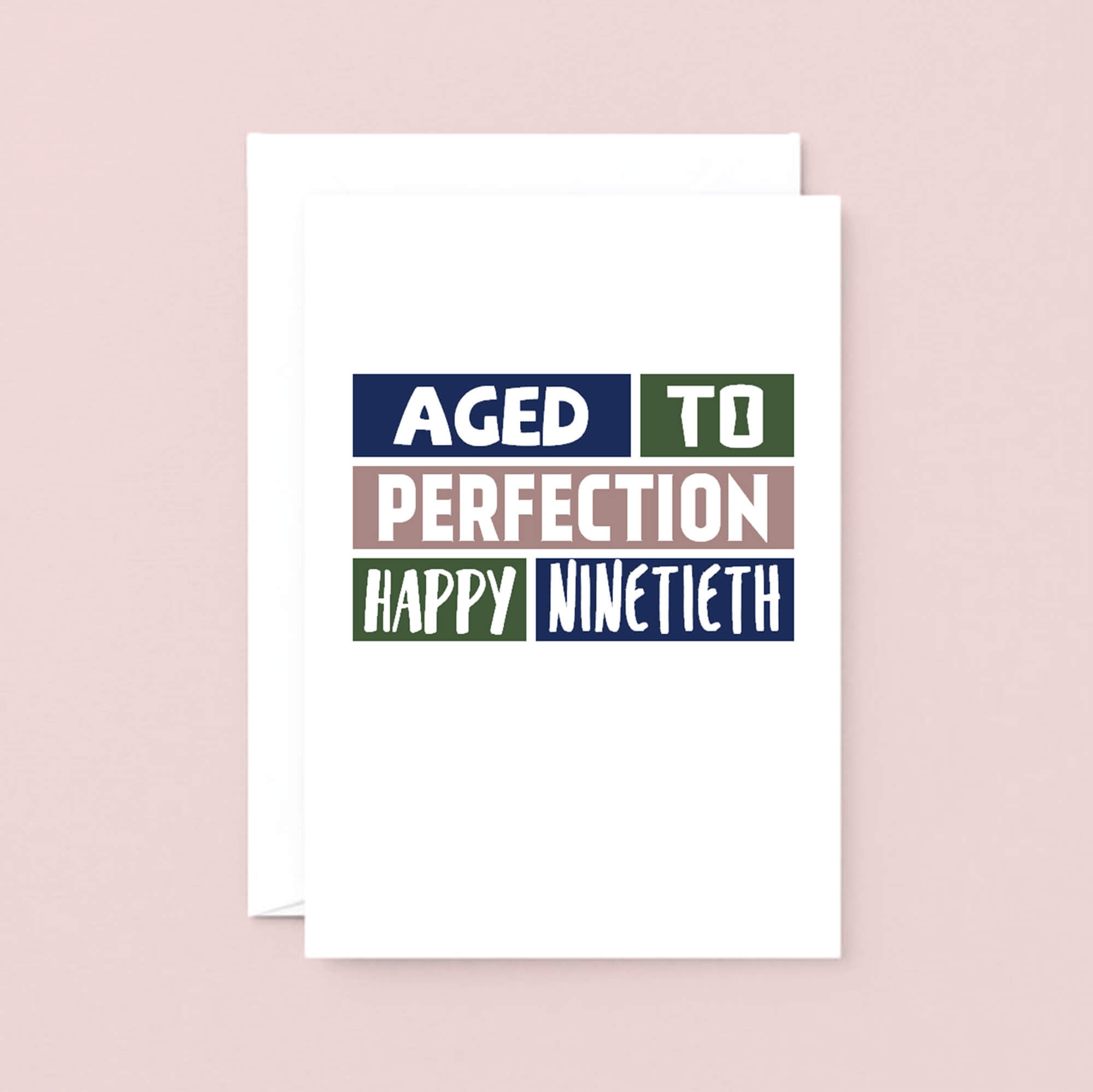 Big 90th Birthday Card by SixElevenCreations. Reads Aged to perfection. Happy Ninetieth. Product Code SE0254A5