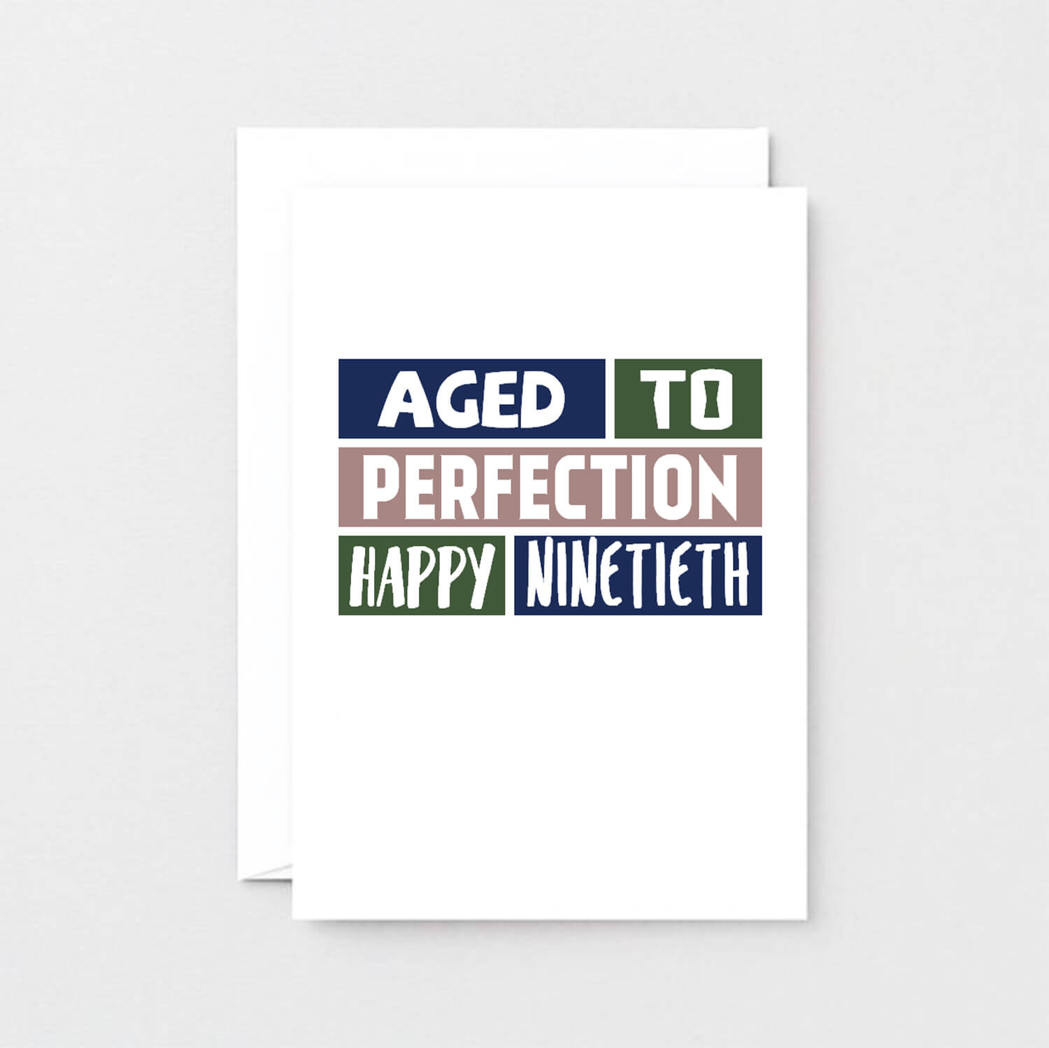 90th Birthday Card by SixElevenCreations. Reads Aged to perfection Happy ninetieth. Product Code SE0254A6