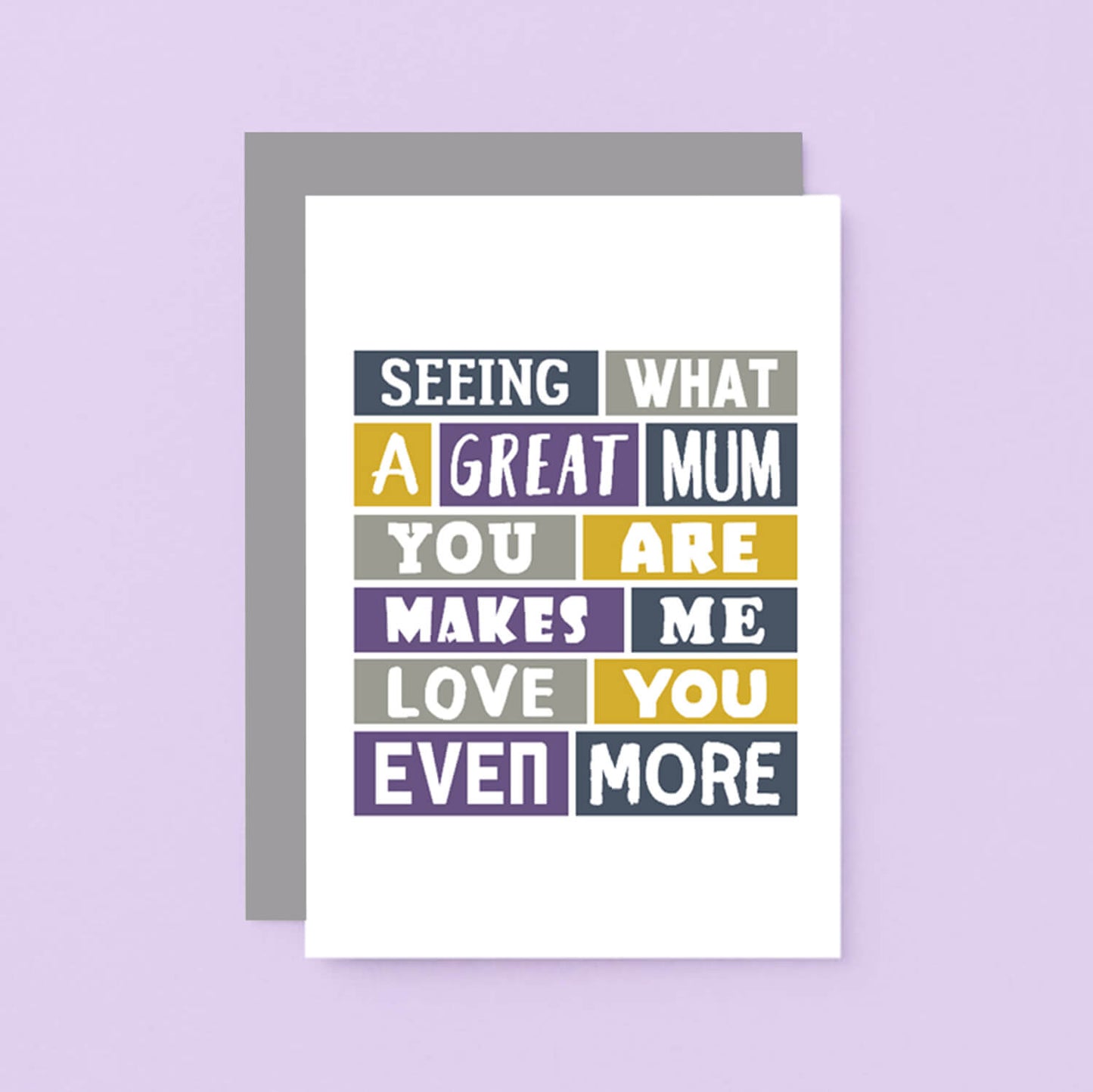 Mum Card From Partner by SixElevenCreations. Reads Seeing what a great mum you are makes me love you even more. Product Code SE0035A6