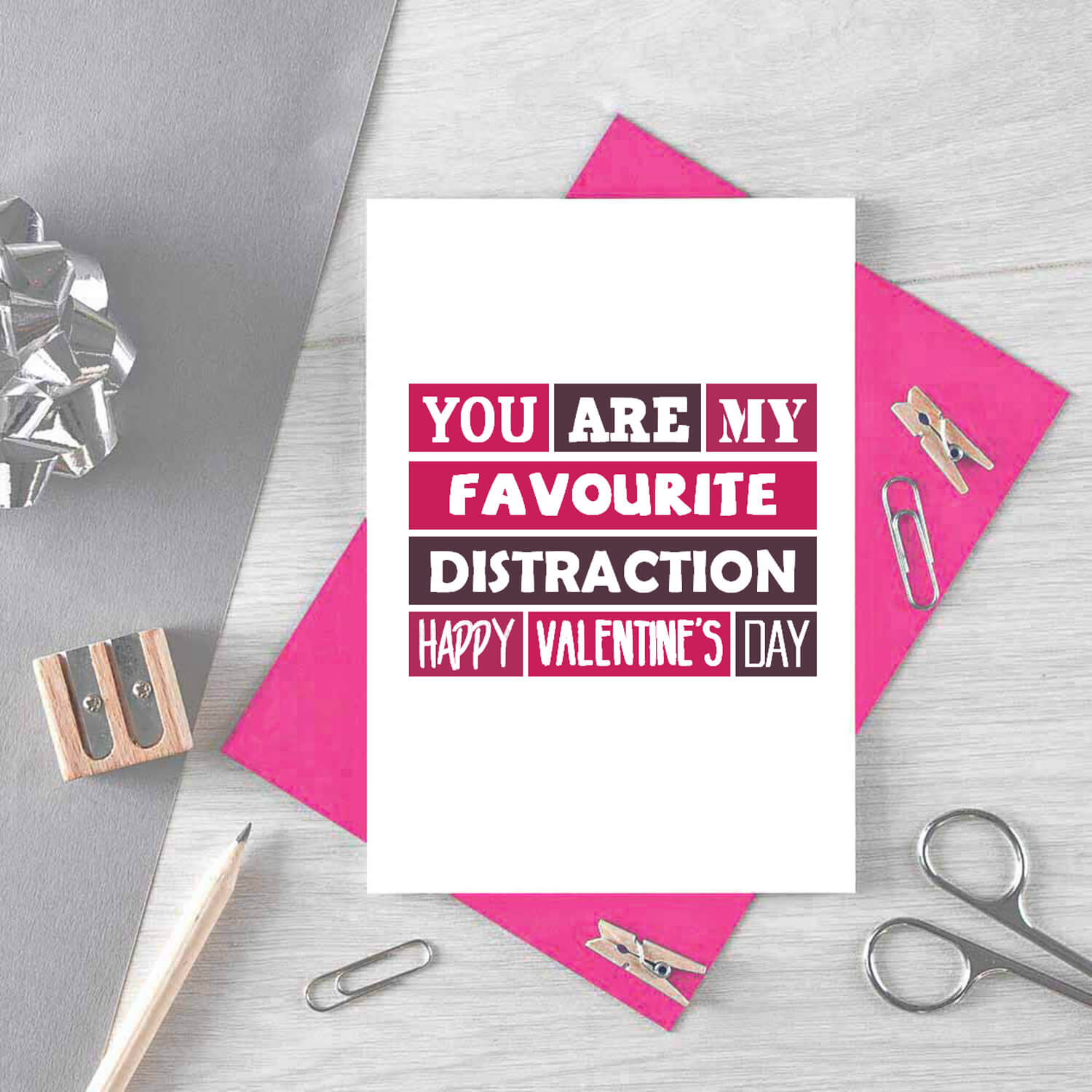 Valentine Card by SixElevenCreations. Reads You are my favourite distraction. Happy Valentine's Day. Product Code SEV0011A6