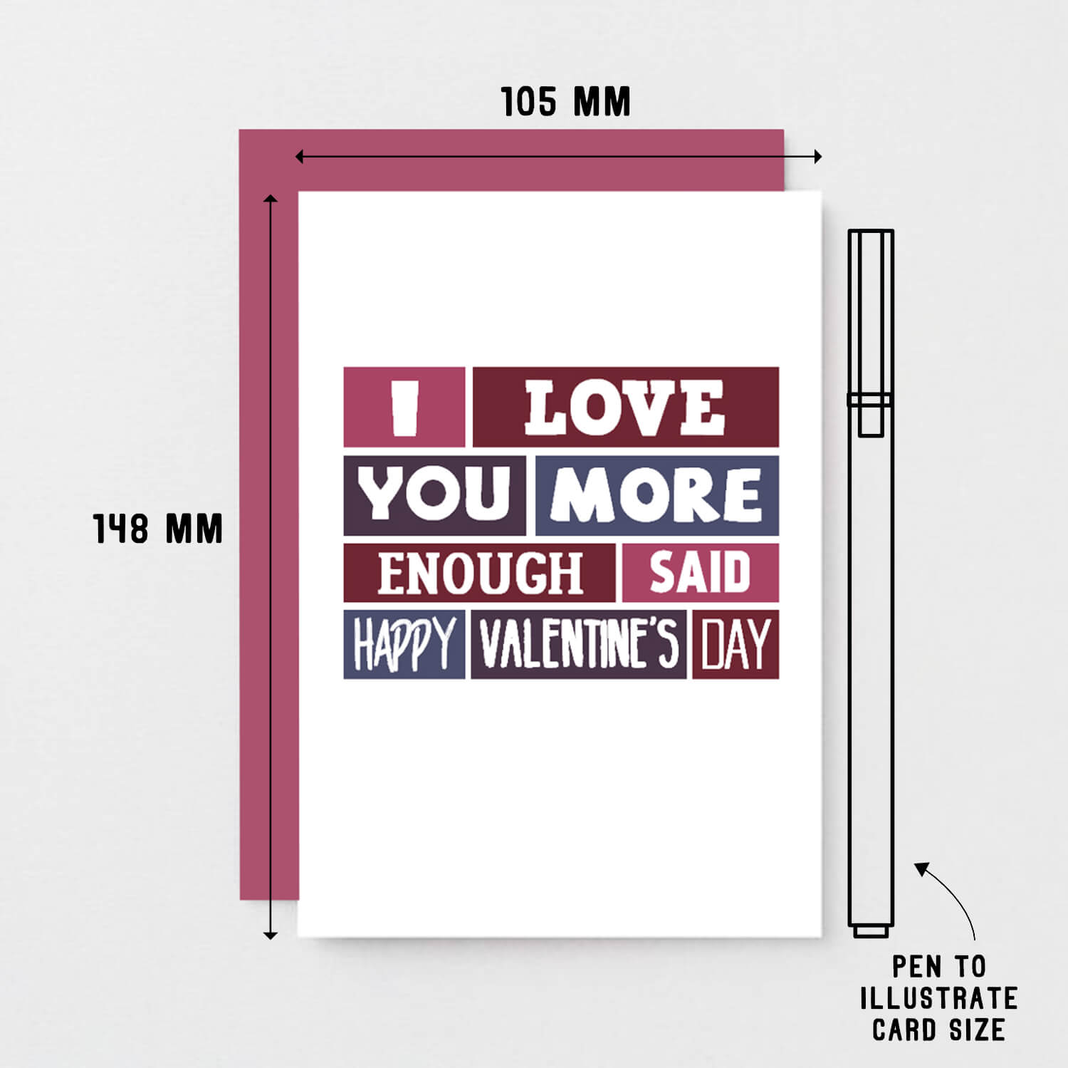 Valentine Card by SixElevenCreations. Reads I love you more Enough said Happy Valentine's Day. Product Code SEV0013A6