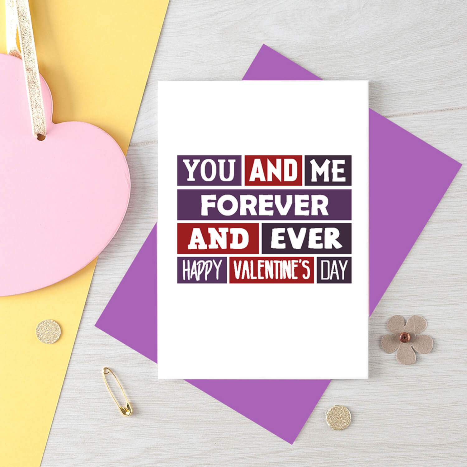 Valentine Card by SixElevenCreations. Card reads You and me Forever and ever. Happy Valentine's Day. Product Code SEV0017A6