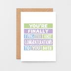 Wedding Congratulations Card by SixElevenCreations. Reads You're finally tying the knot. Congratulations to you both. Product Code SE0207A6