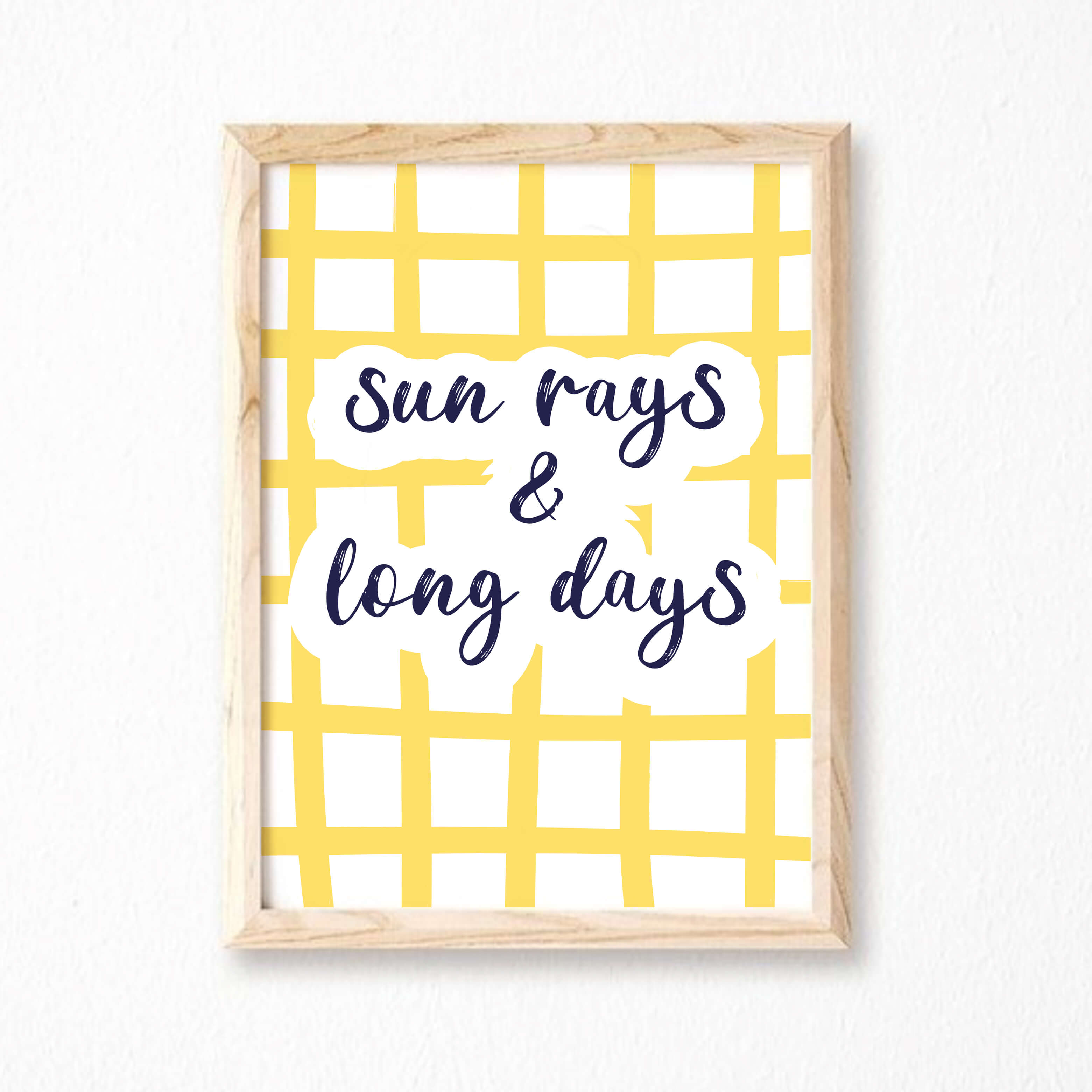 Typography Print by SixElevenCreations. Quote reads Sun Rays & Long Days. Product Code SEP0751.