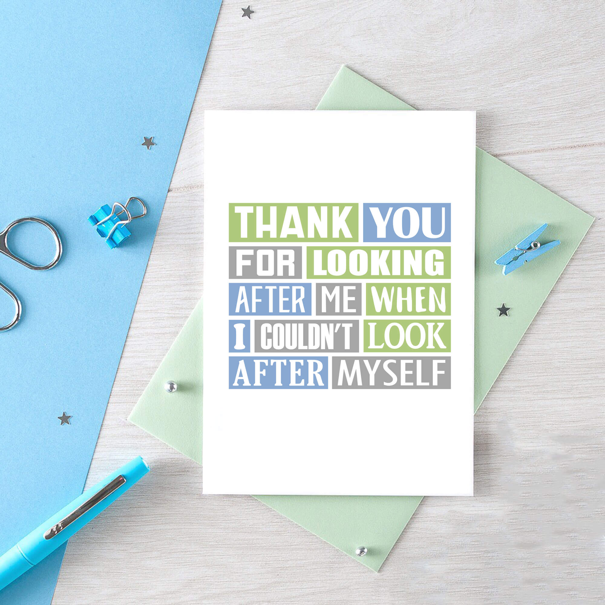 Thank You Card by SixElevenCreations. Reads Thank you for looking after me when I couldn't look after myself. Product Code SE0184A6