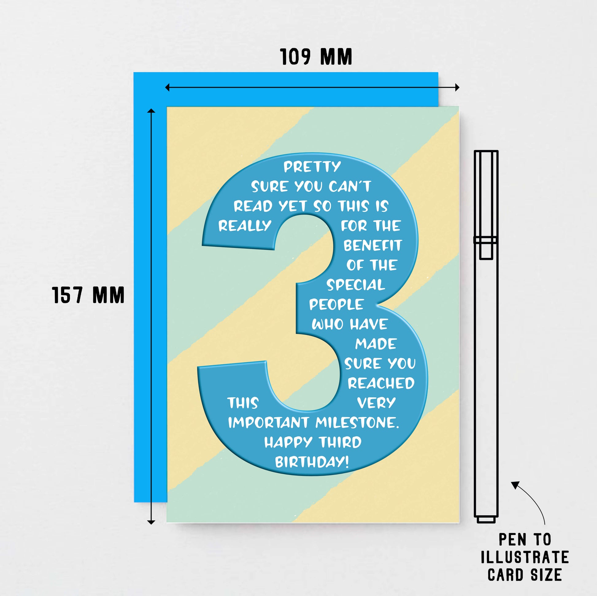 3rd Birthday Card by SixElevenCreations. Reads Pretty sure you can't read yet so this is really for the benefit of the special people who have made sure you reached this very important milestone. Happy third birthday! Product Code SE6003A6