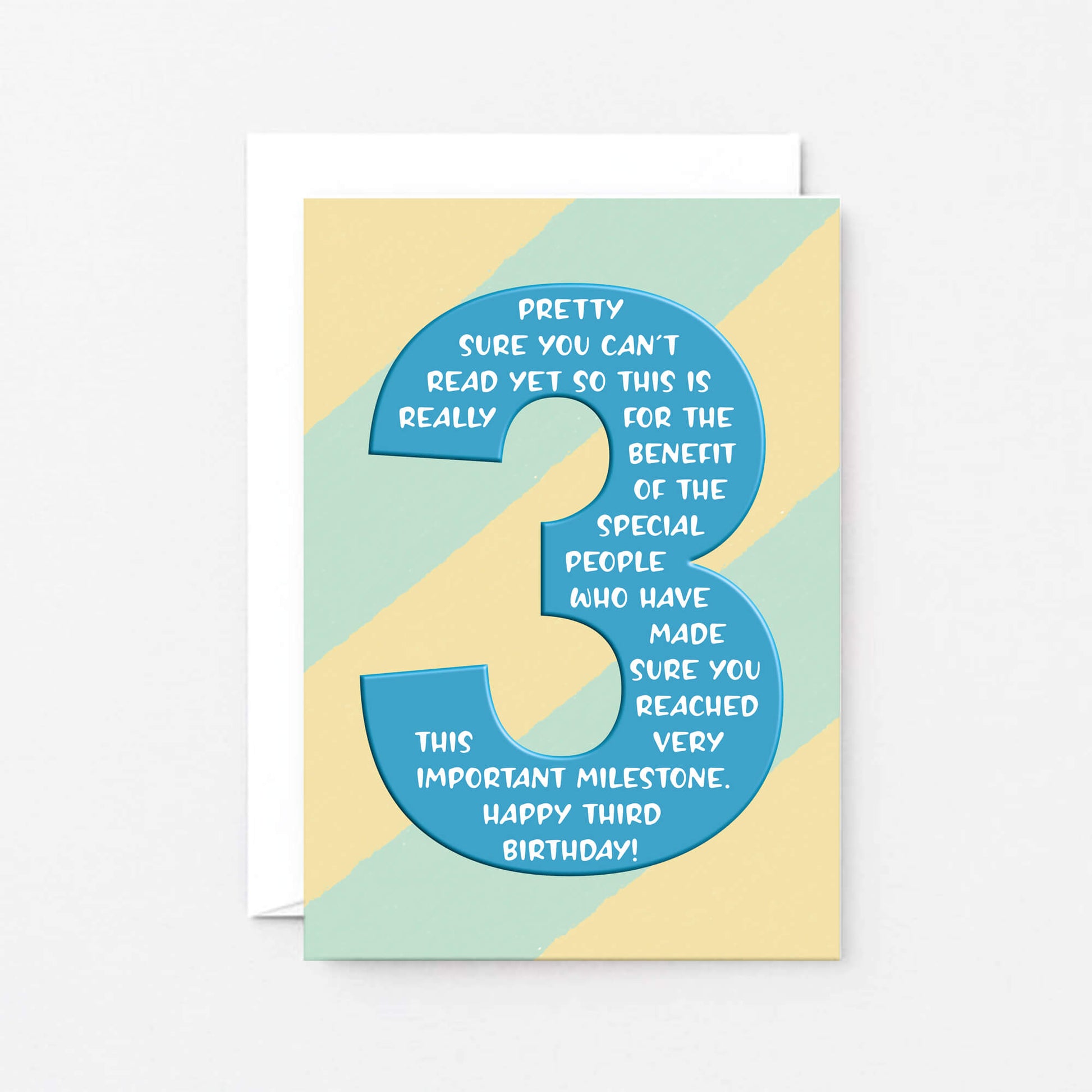 3rd Birthday Card by SixElevenCreations. Reads Pretty sure you can't read yet so this is really for the benefit of the special people who have made sure you reached this very important milestone. Happy third birthday! Product Code SE6003A6